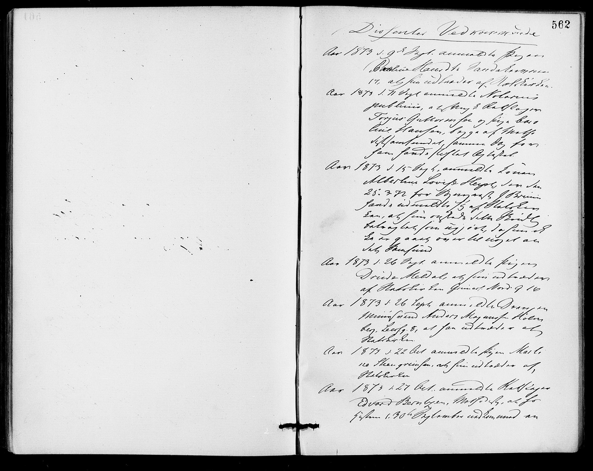 Gamle Aker prestekontor Kirkebøker, SAO/A-10617a/F/L0005: Parish register (official) no. 5, 1873-1881, p. 562