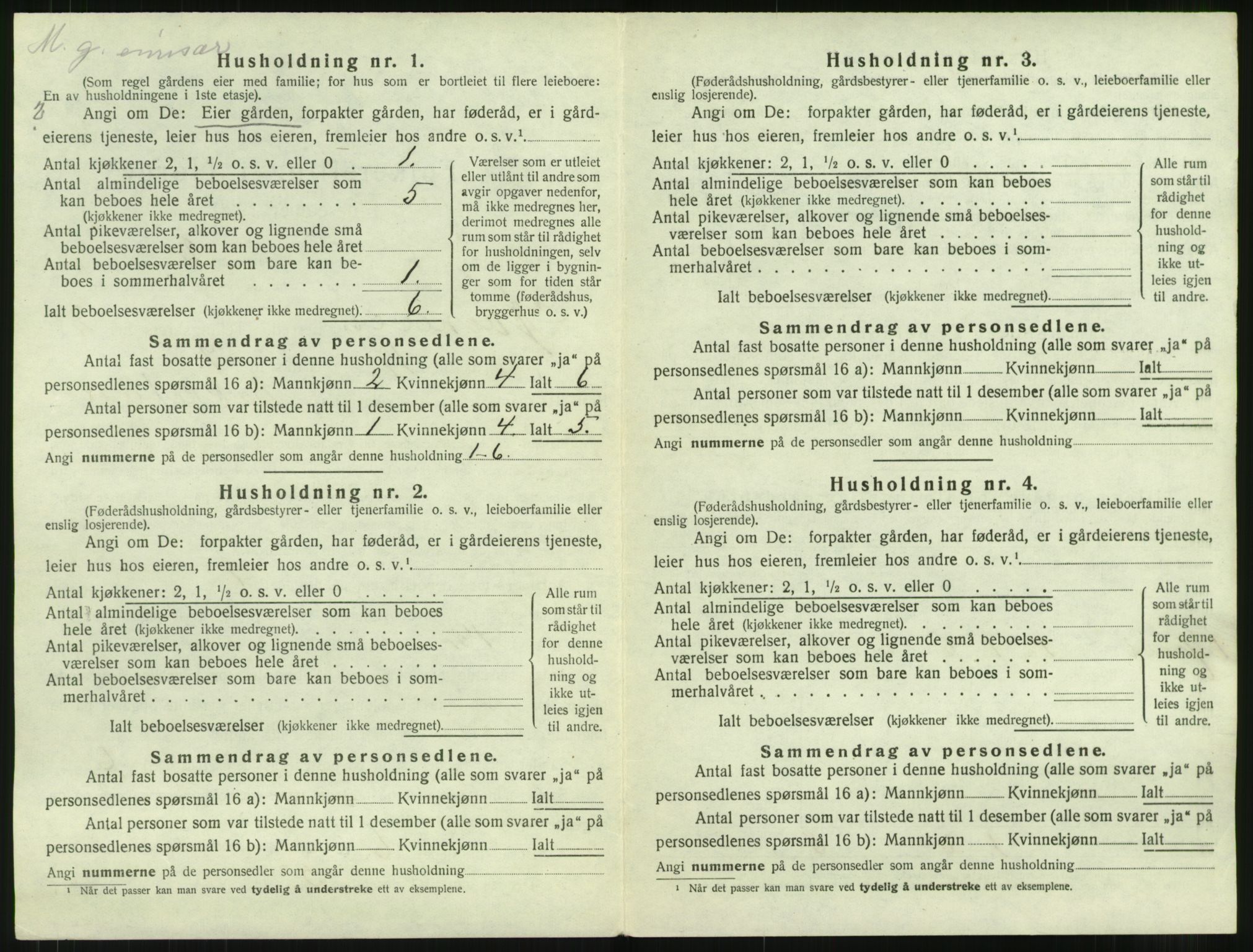 SAT, 1920 census for Kvernes, 1920, p. 122