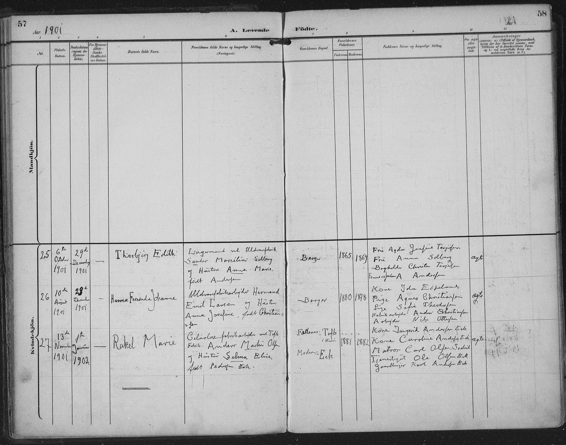 Strømm kirkebøker, AV/SAKO-A-322/F/Fa/L0005: Parish register (official) no. I 5, 1898-1919, p. 57-58