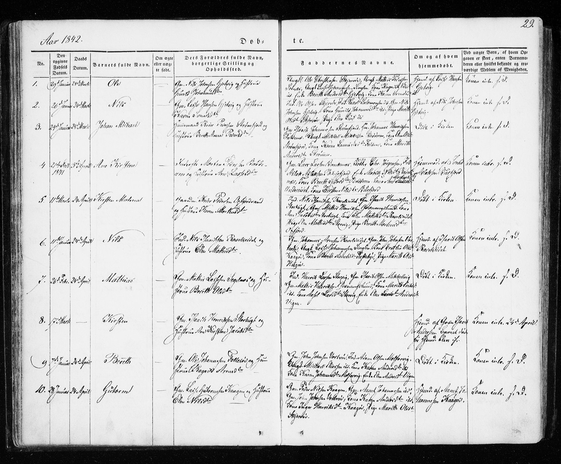 Skjervøy sokneprestkontor, AV/SATØ-S-1300/H/Ha/Haa/L0005kirke: Parish register (official) no. 5, 1838-1847, p. 29