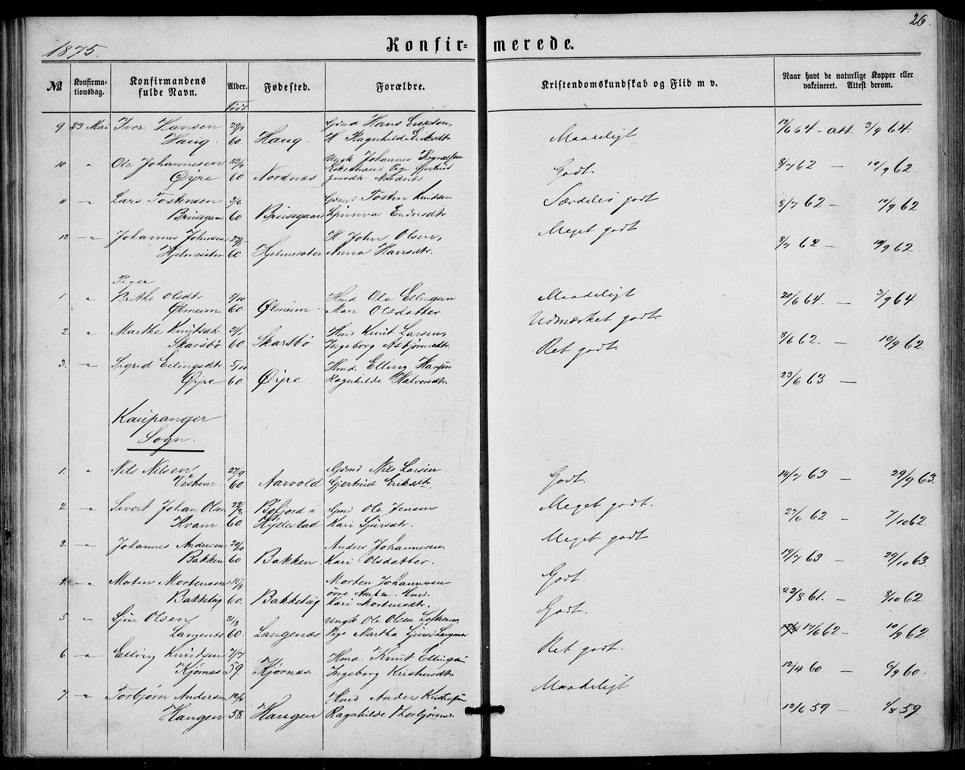 Sogndal sokneprestembete, SAB/A-81301/H/Haa/Haaa/L0015: Parish register (official) no. A 15, 1871-1904, p. 26