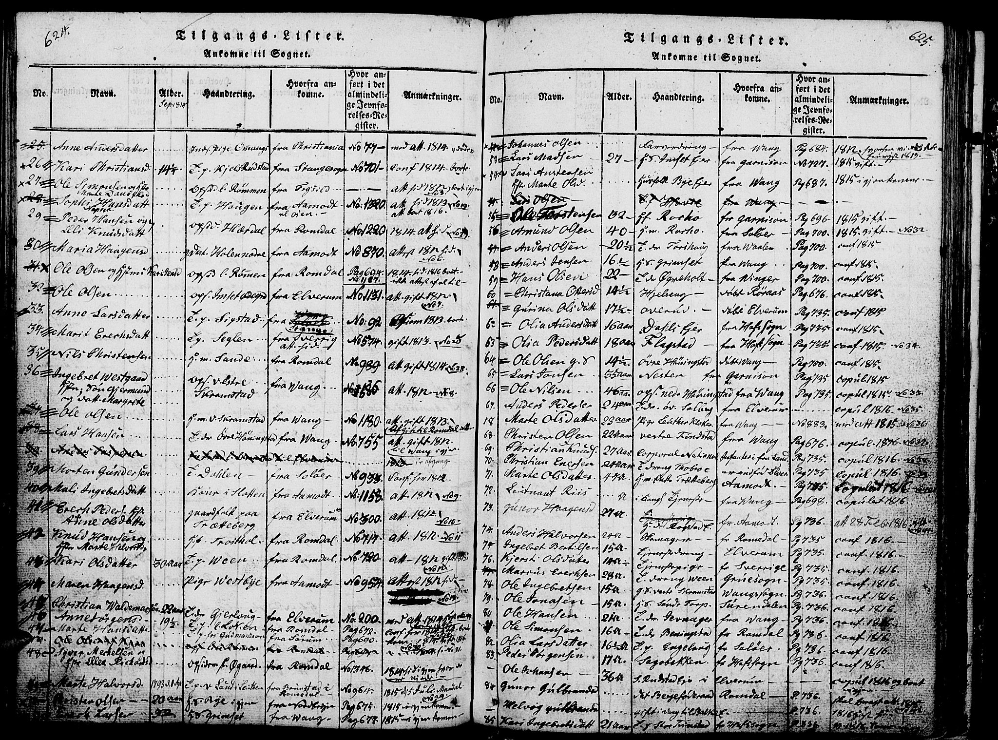 Løten prestekontor, SAH/PREST-022/L/La/L0001: Parish register (copy) no. 1, 1812-1832, p. 624-625