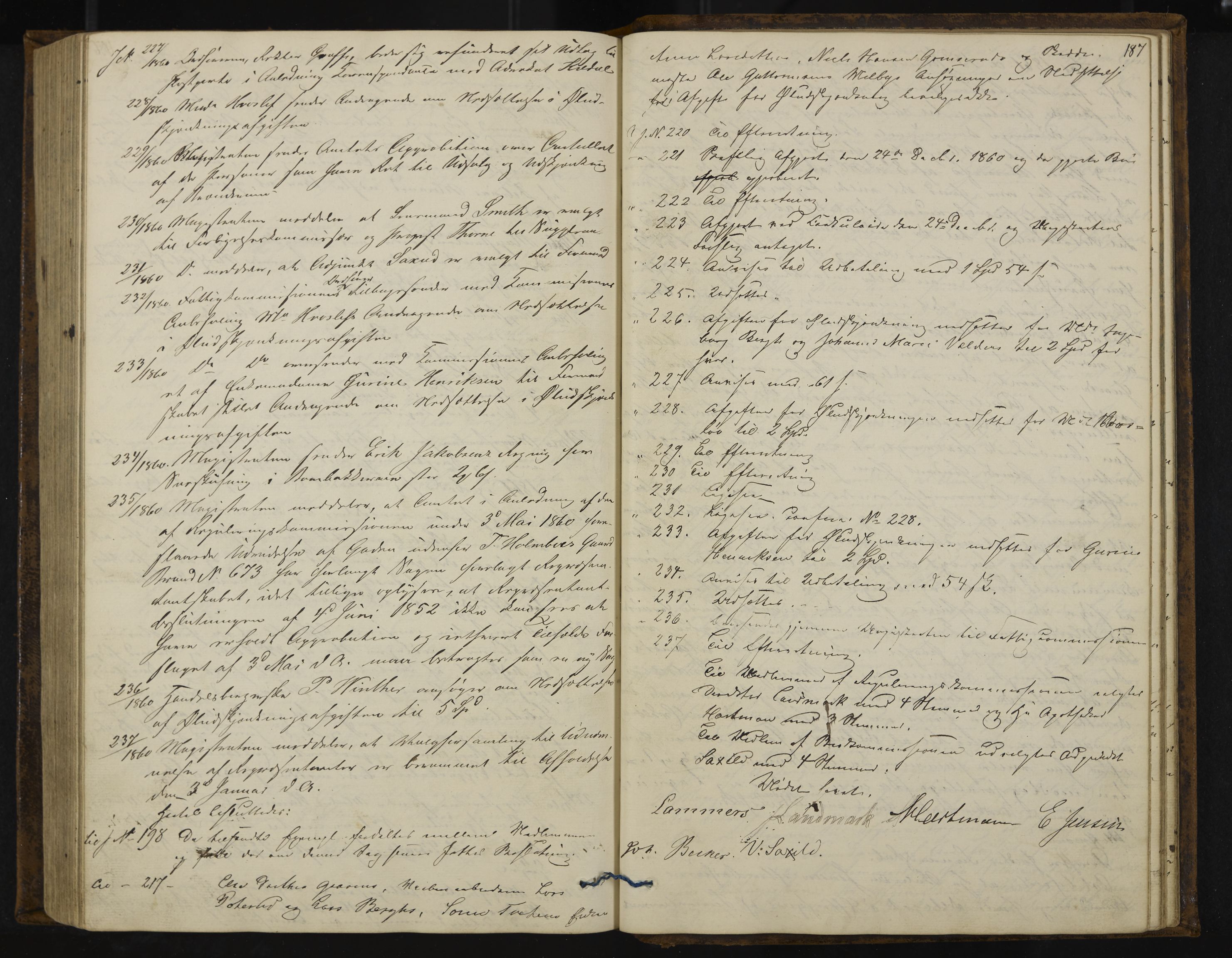 Kongsberg formannskap og sentraladministrasjon, IKAK/0604021-1/A/L0003: Møtebok med register, 1856-1861, p. 187