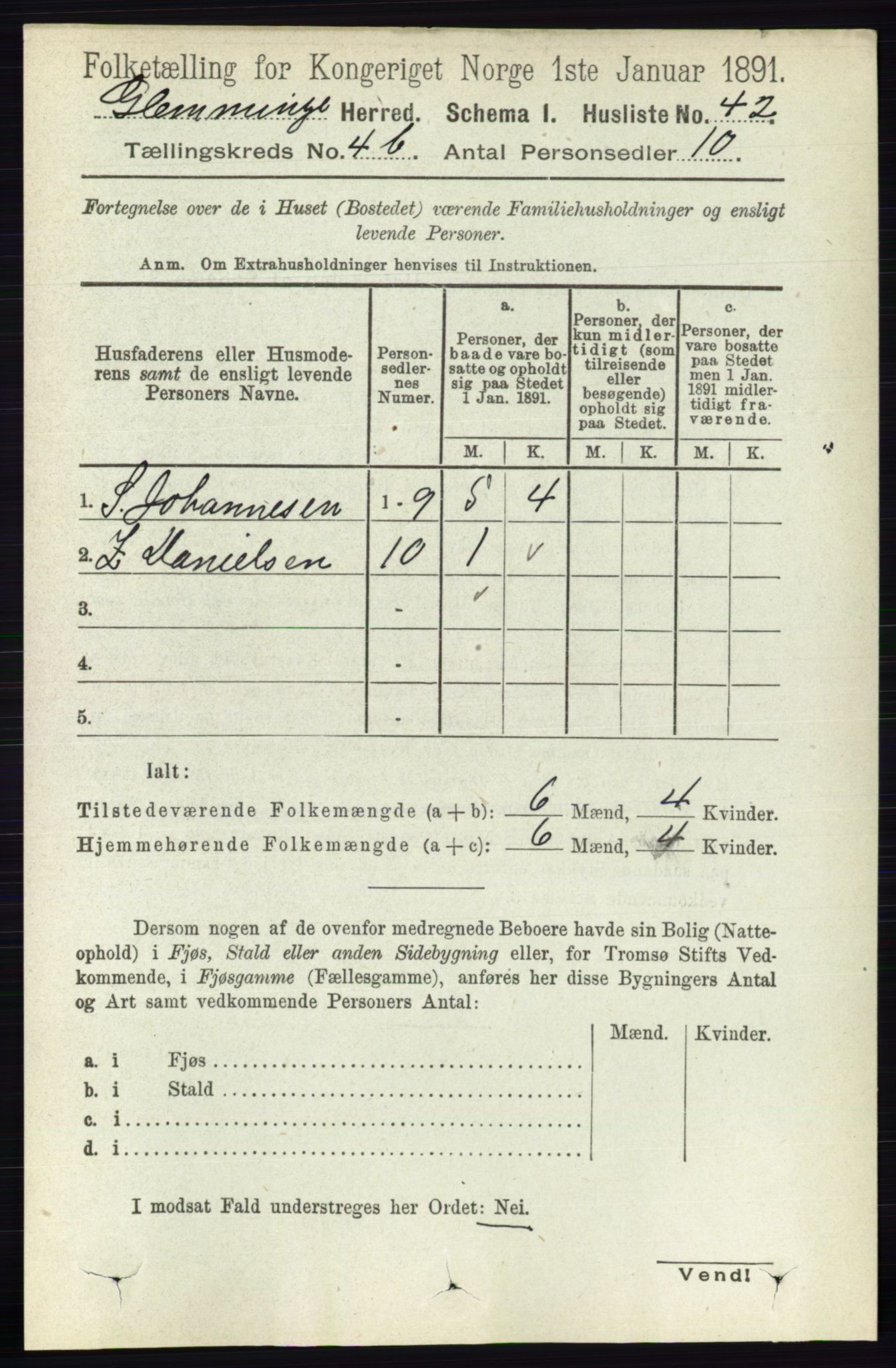 RA, 1891 census for 0132 Glemmen, 1891, p. 4776