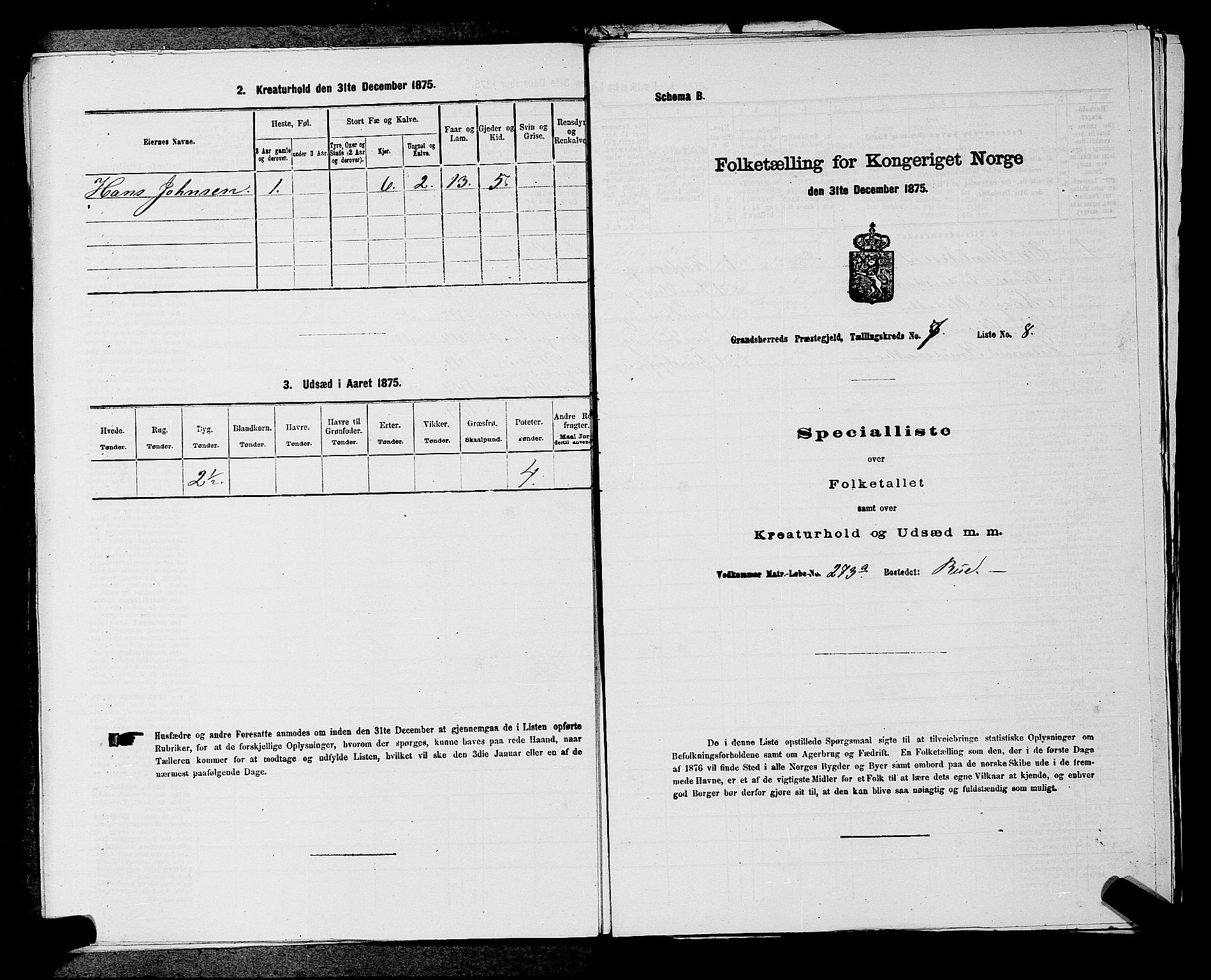 SAKO, 1875 census for 0824P Gransherad, 1875, p. 819