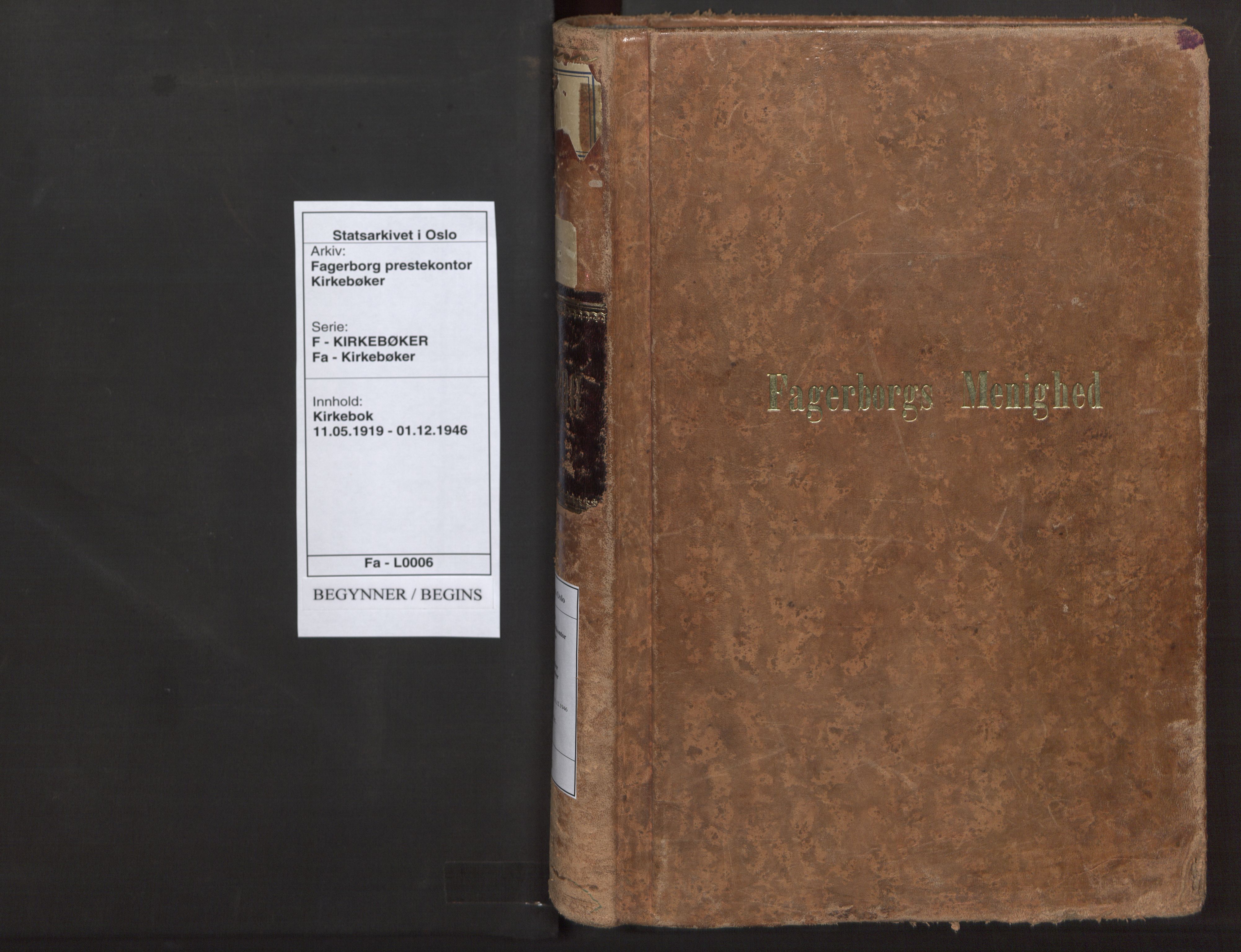 Fagerborg prestekontor Kirkebøker, SAO/A-10844/F/Fa/L0006: Parish register (official) no. 6, 1919-1946