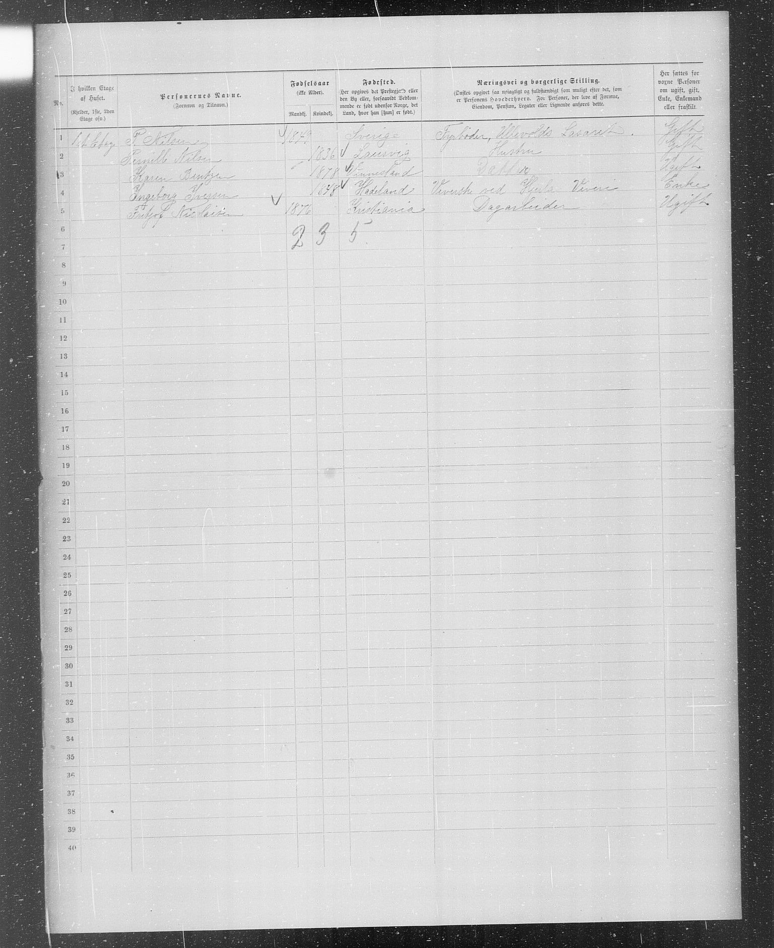 OBA, Municipal Census 1899 for Kristiania, 1899, p. 278