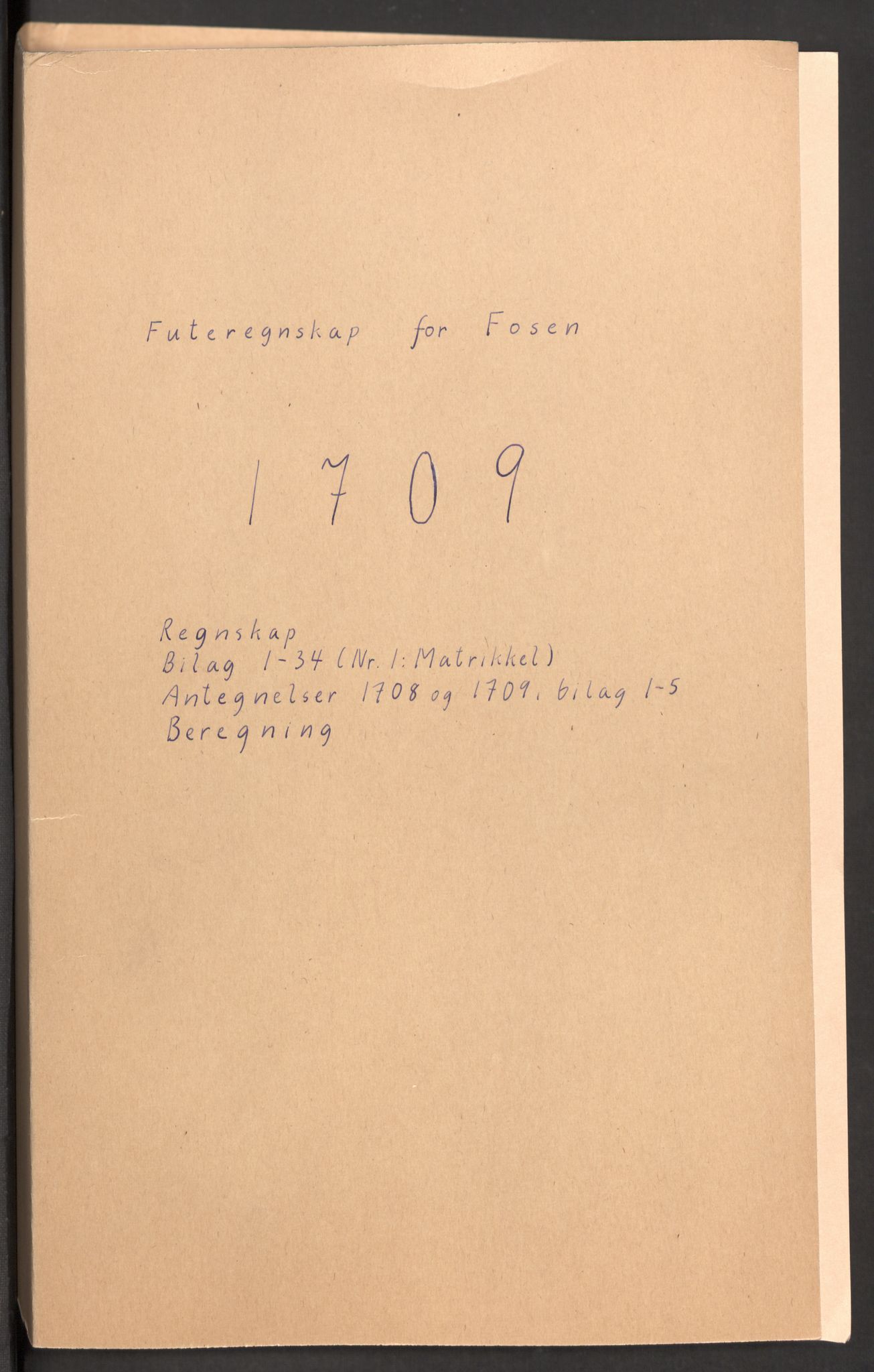 Rentekammeret inntil 1814, Reviderte regnskaper, Fogderegnskap, RA/EA-4092/R57/L3858: Fogderegnskap Fosen, 1708-1709, p. 199