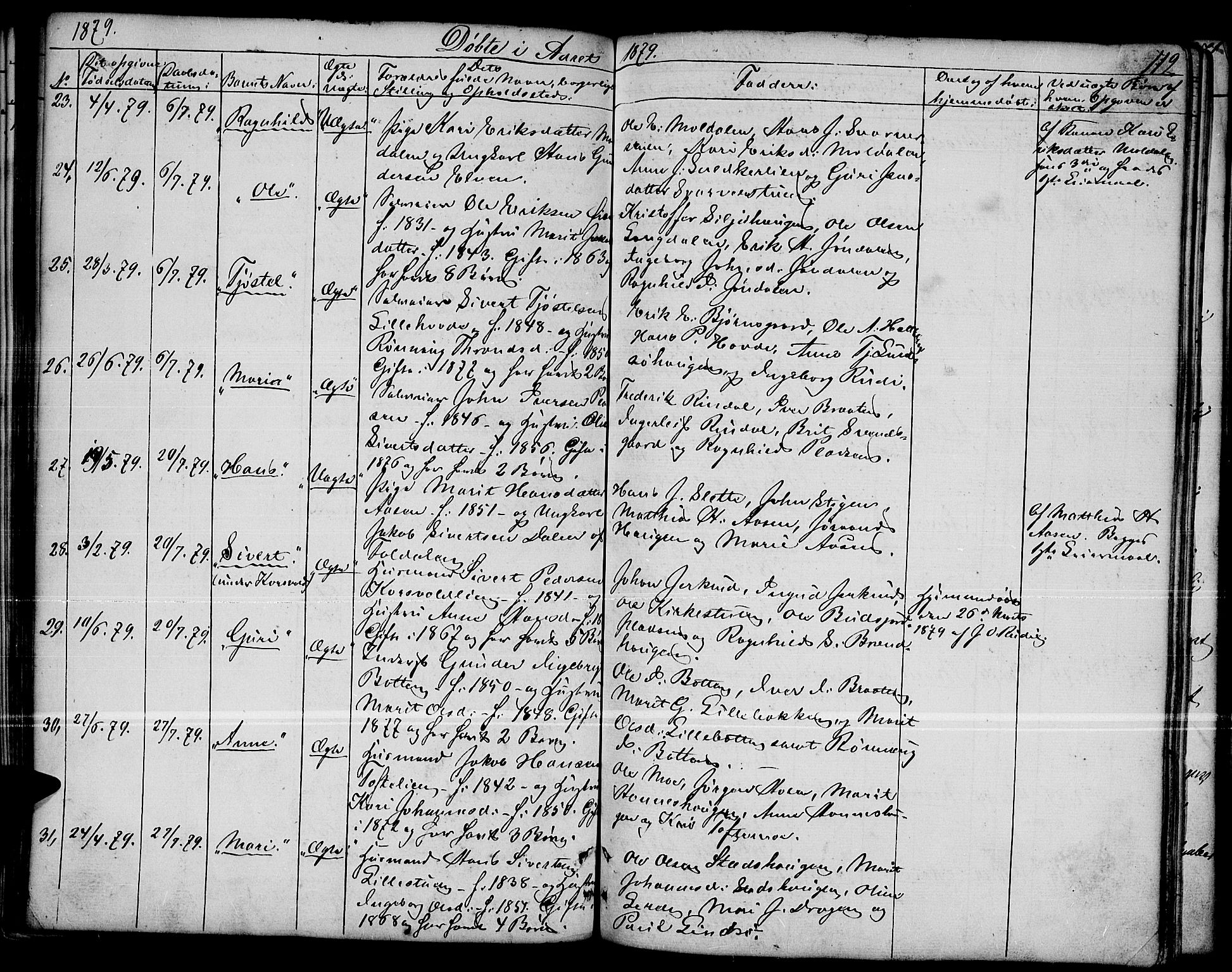 Dovre prestekontor, SAH/PREST-066/H/Ha/Hab/L0001: Parish register (copy) no. 1, 1862-1880, p. 119