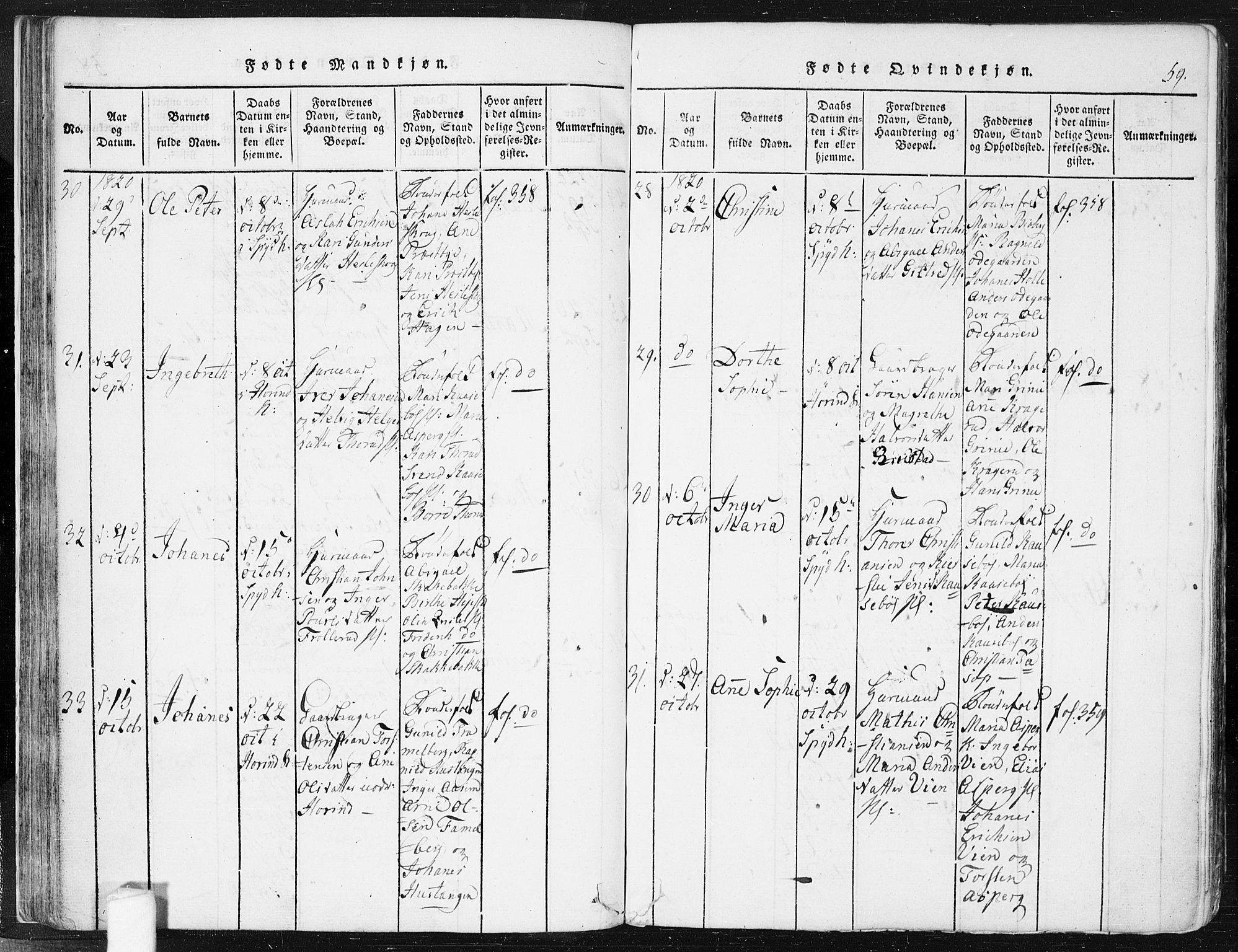 Spydeberg prestekontor Kirkebøker, AV/SAO-A-10924/F/Fa/L0004: Parish register (official) no. I 4, 1814-1841, p. 59