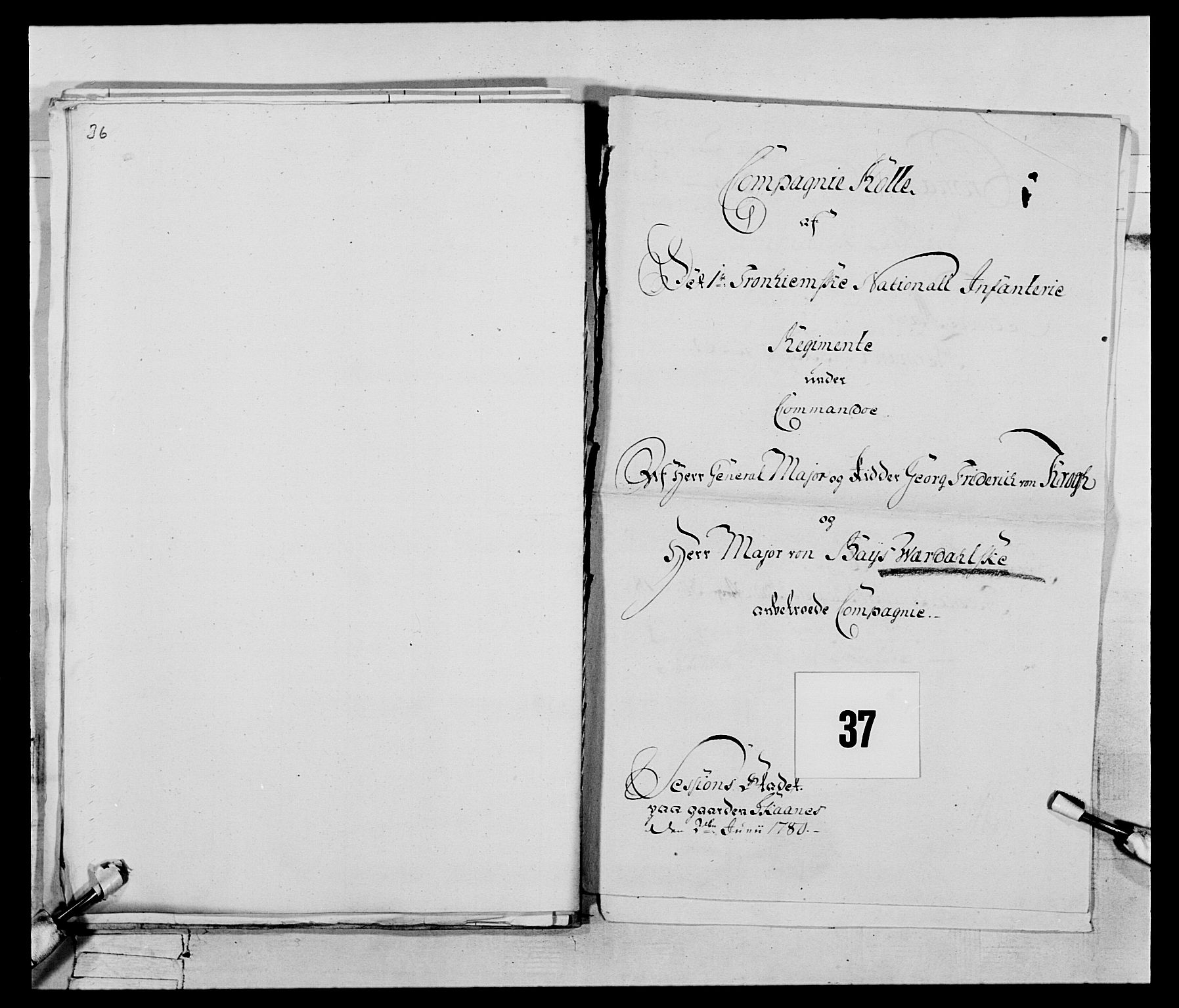 Generalitets- og kommissariatskollegiet, Det kongelige norske kommissariatskollegium, RA/EA-5420/E/Eh/L0074: 1. Trondheimske nasjonale infanteriregiment, 1780-1787, p. 171