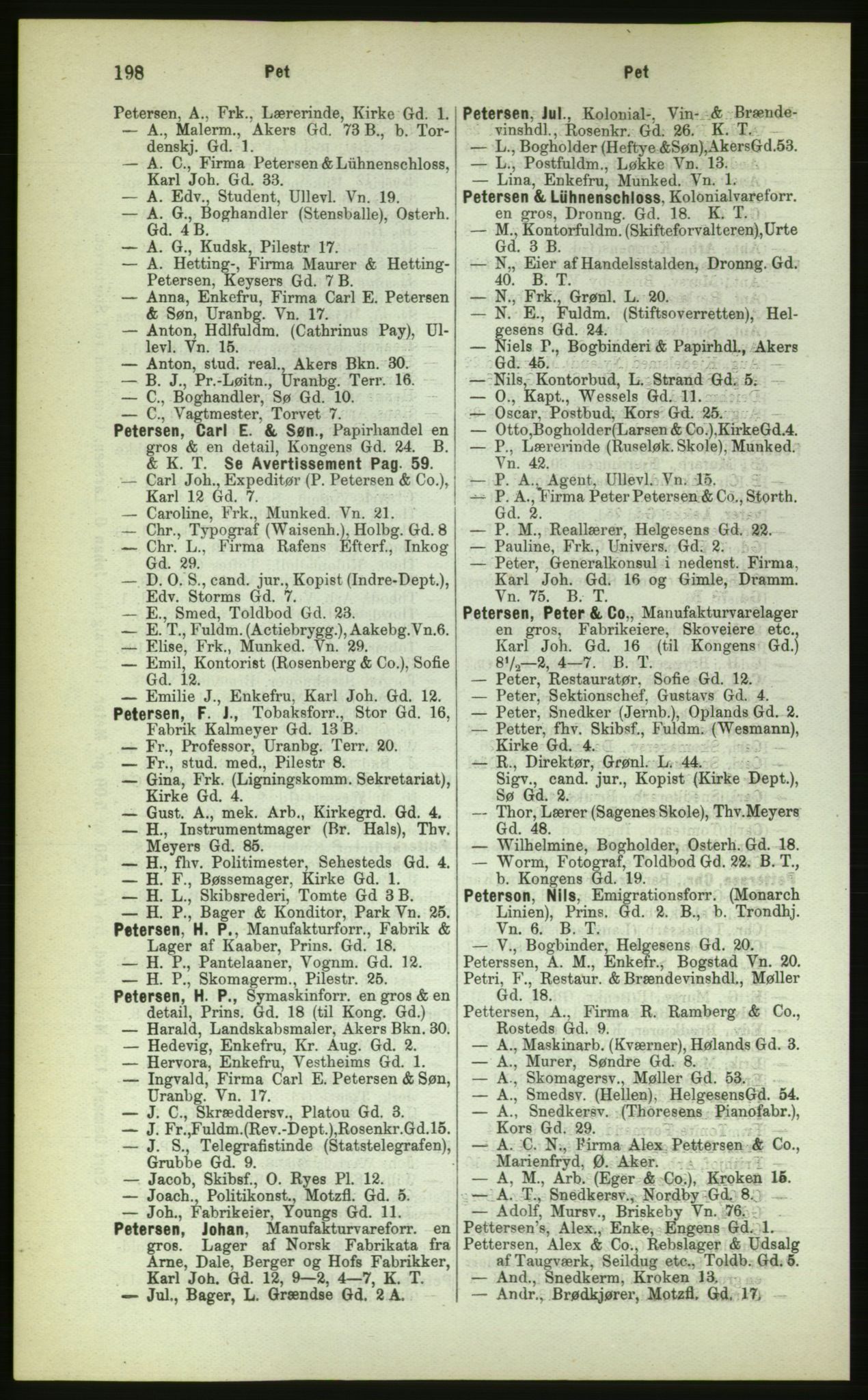 Kristiania/Oslo adressebok, PUBL/-, 1883, p. 198