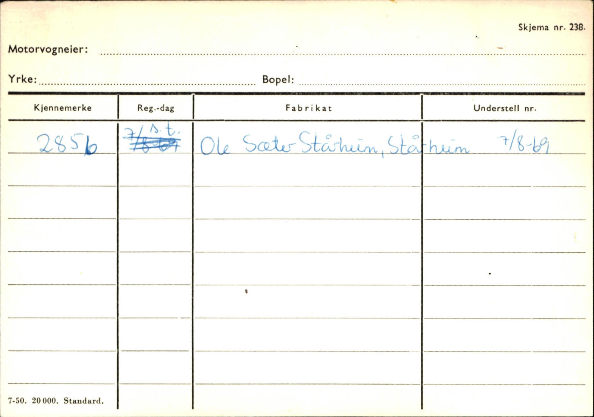 Statens vegvesen, Sogn og Fjordane vegkontor, SAB/A-5301/4/F/L0144: Registerkort Vågsøy A-R, 1945-1975, p. 1180