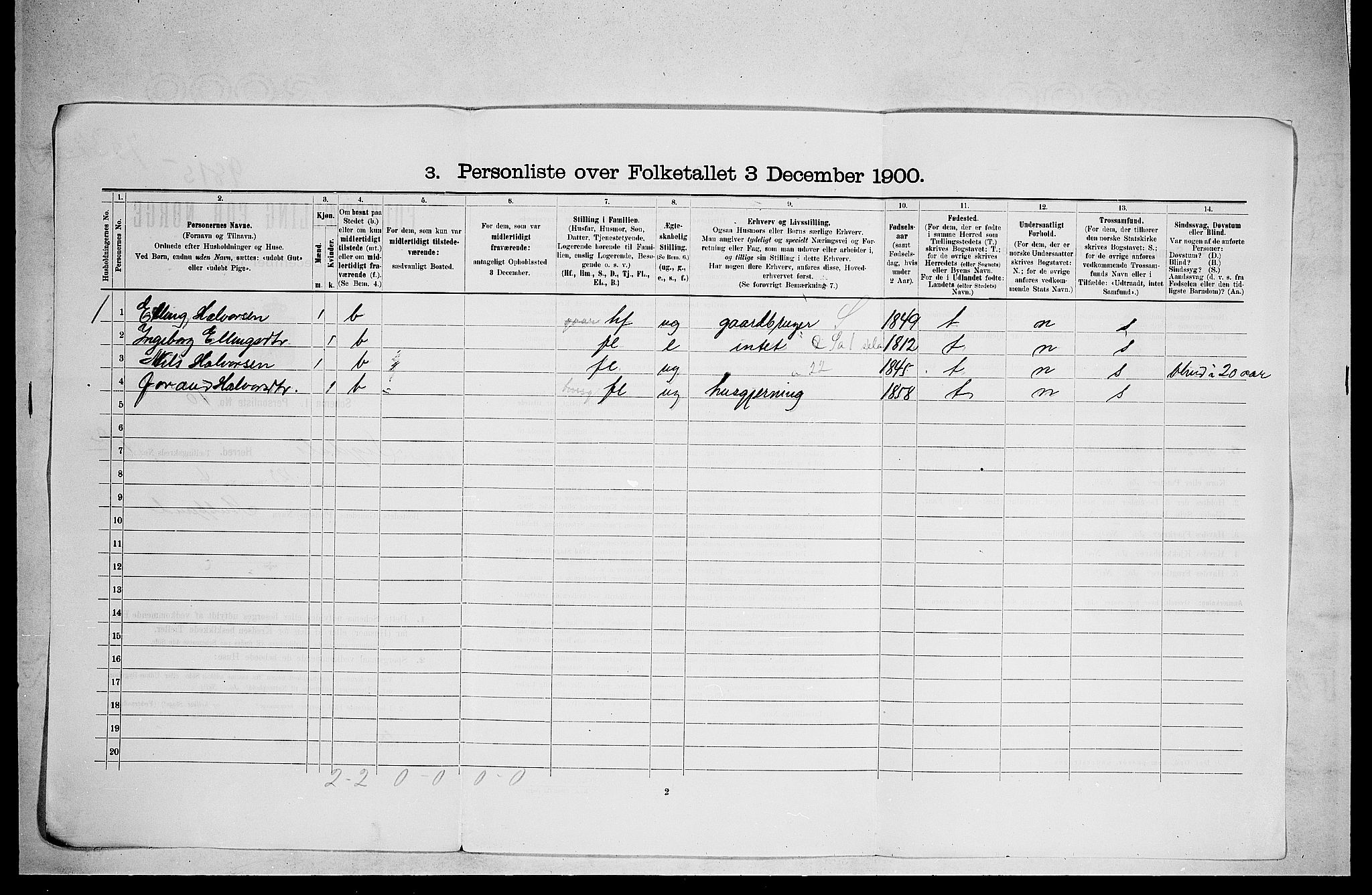 RA, 1900 census for Sigdal, 1900, p. 1819