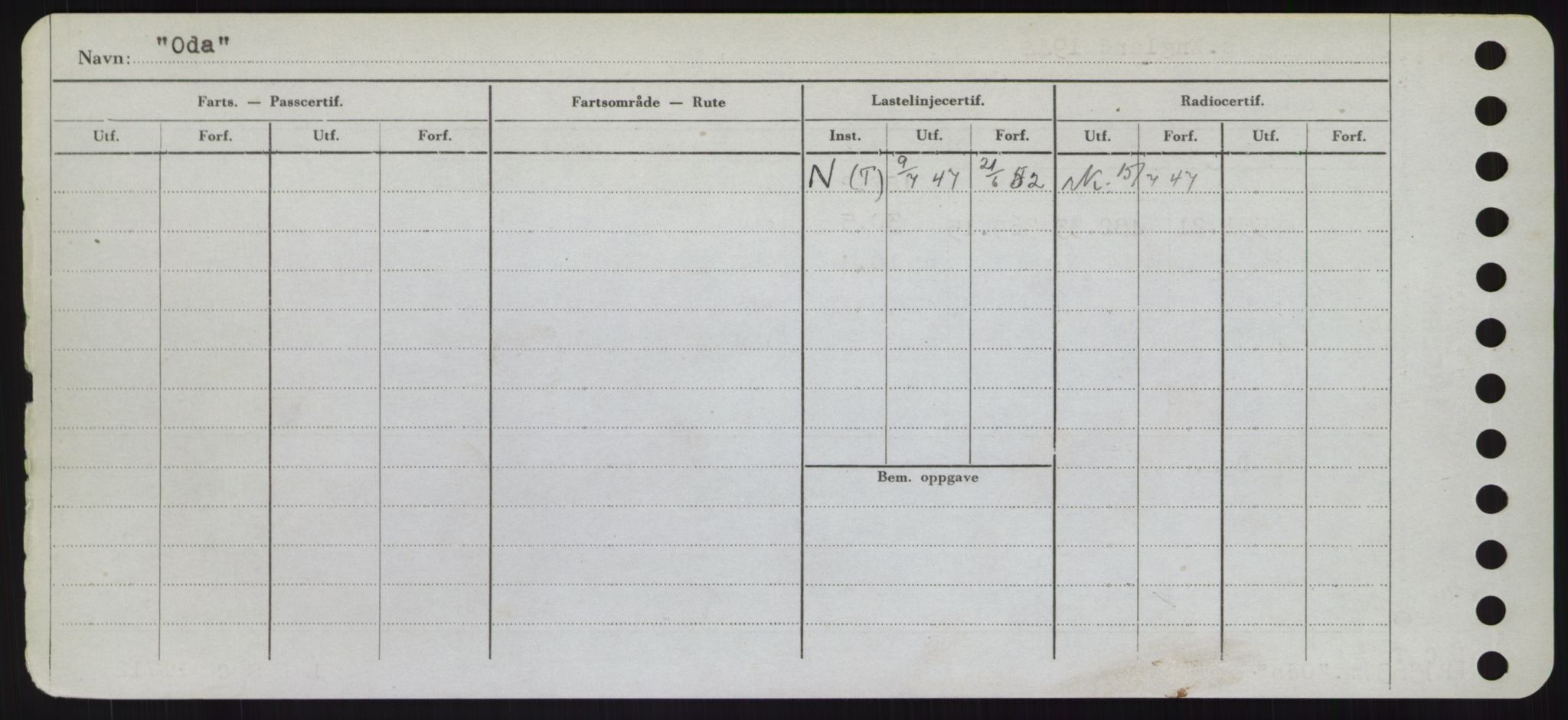 Sjøfartsdirektoratet med forløpere, Skipsmålingen, RA/S-1627/H/Hd/L0028: Fartøy, O, p. 92