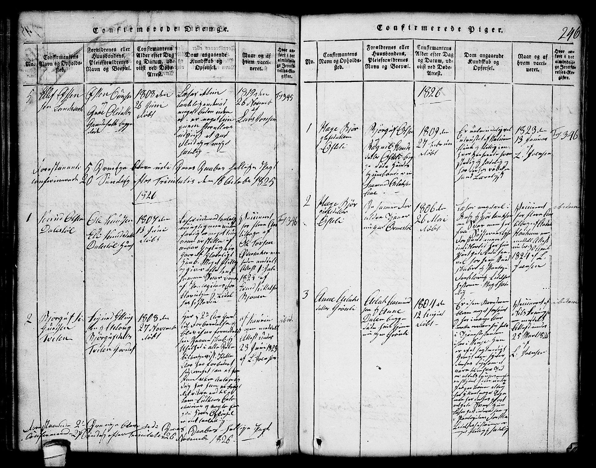 Lårdal kirkebøker, SAKO/A-284/G/Gc/L0001: Parish register (copy) no. III 1, 1815-1854, p. 246