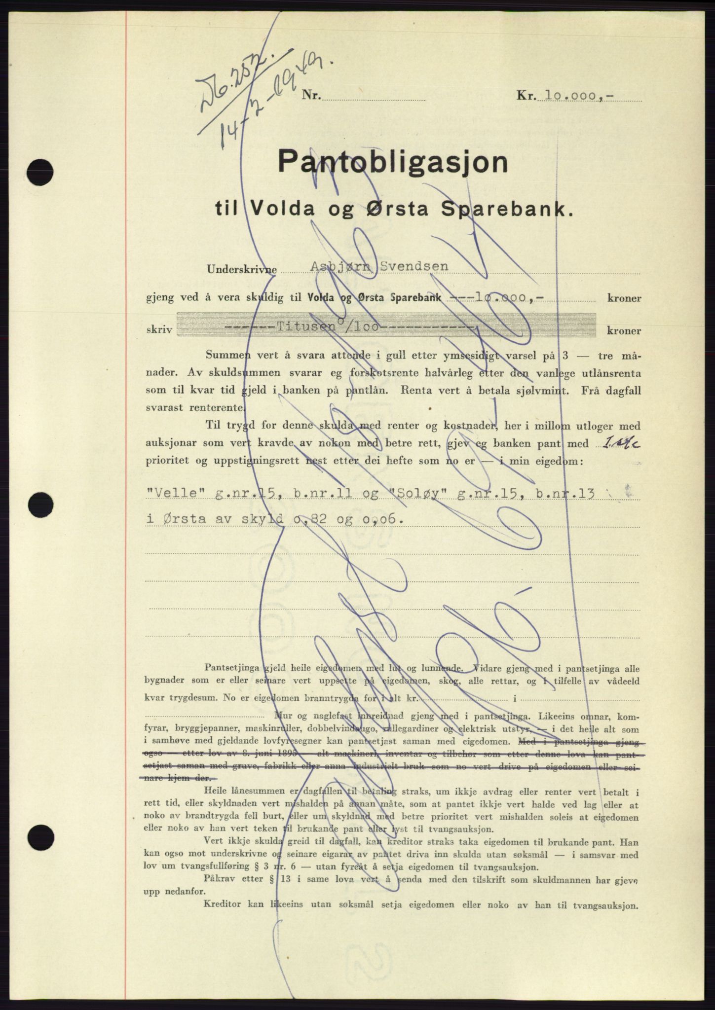 Søre Sunnmøre sorenskriveri, AV/SAT-A-4122/1/2/2C/L0116: Mortgage book no. 4B, 1948-1949, Diary no: : 252/1949