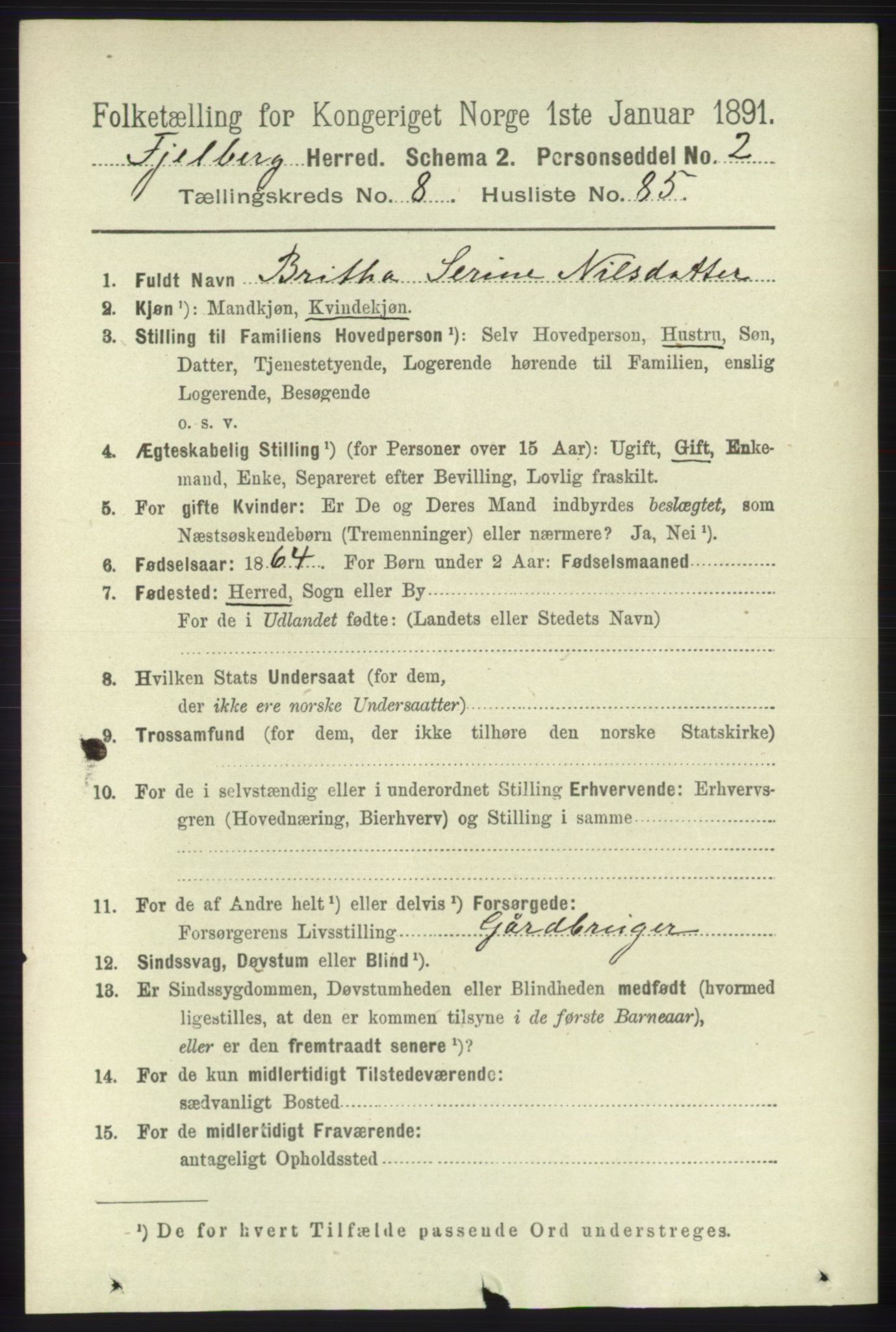 RA, 1891 census for 1213 Fjelberg, 1891, p. 3348