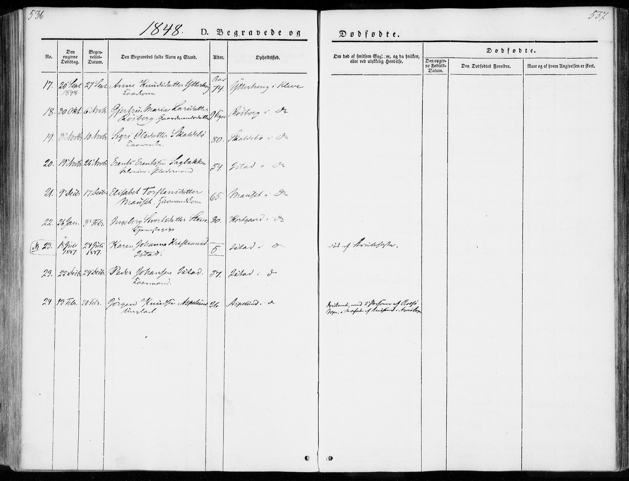 Ministerialprotokoller, klokkerbøker og fødselsregistre - Møre og Romsdal, SAT/A-1454/557/L0680: Parish register (official) no. 557A02, 1843-1869, p. 536-537