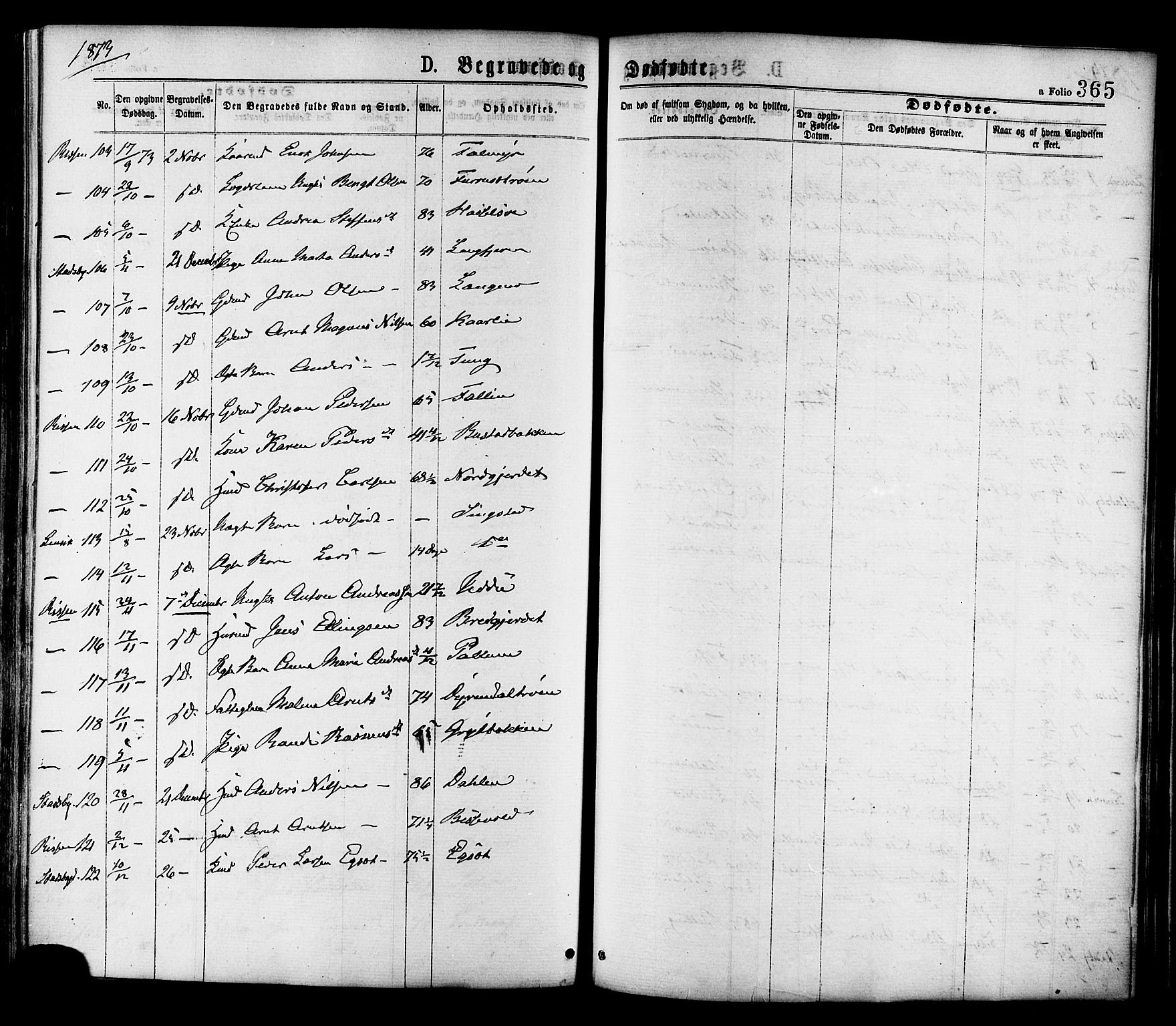 Ministerialprotokoller, klokkerbøker og fødselsregistre - Sør-Trøndelag, AV/SAT-A-1456/646/L0613: Parish register (official) no. 646A11, 1870-1884, p. 365