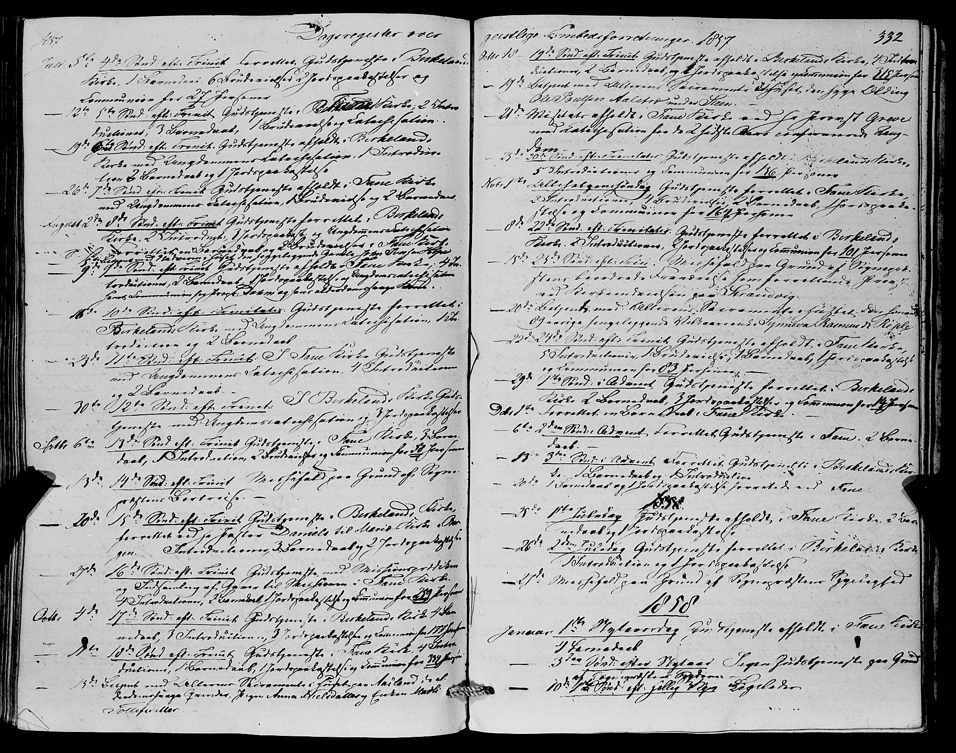 Fana Sokneprestembete, AV/SAB-A-75101/H/Haa/Haaa/L0011: Parish register (official) no. A 11, 1851-1862, p. 332