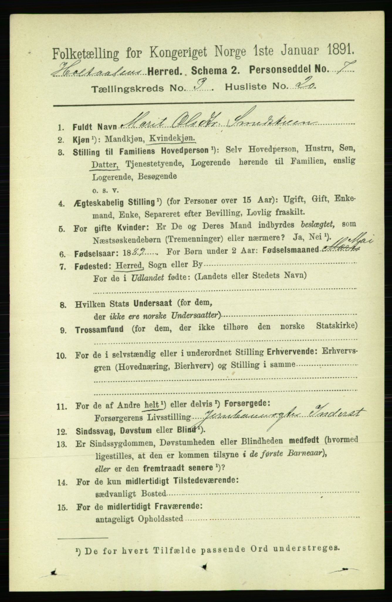 RA, 1891 census for 1645 Haltdalen, 1891, p. 984