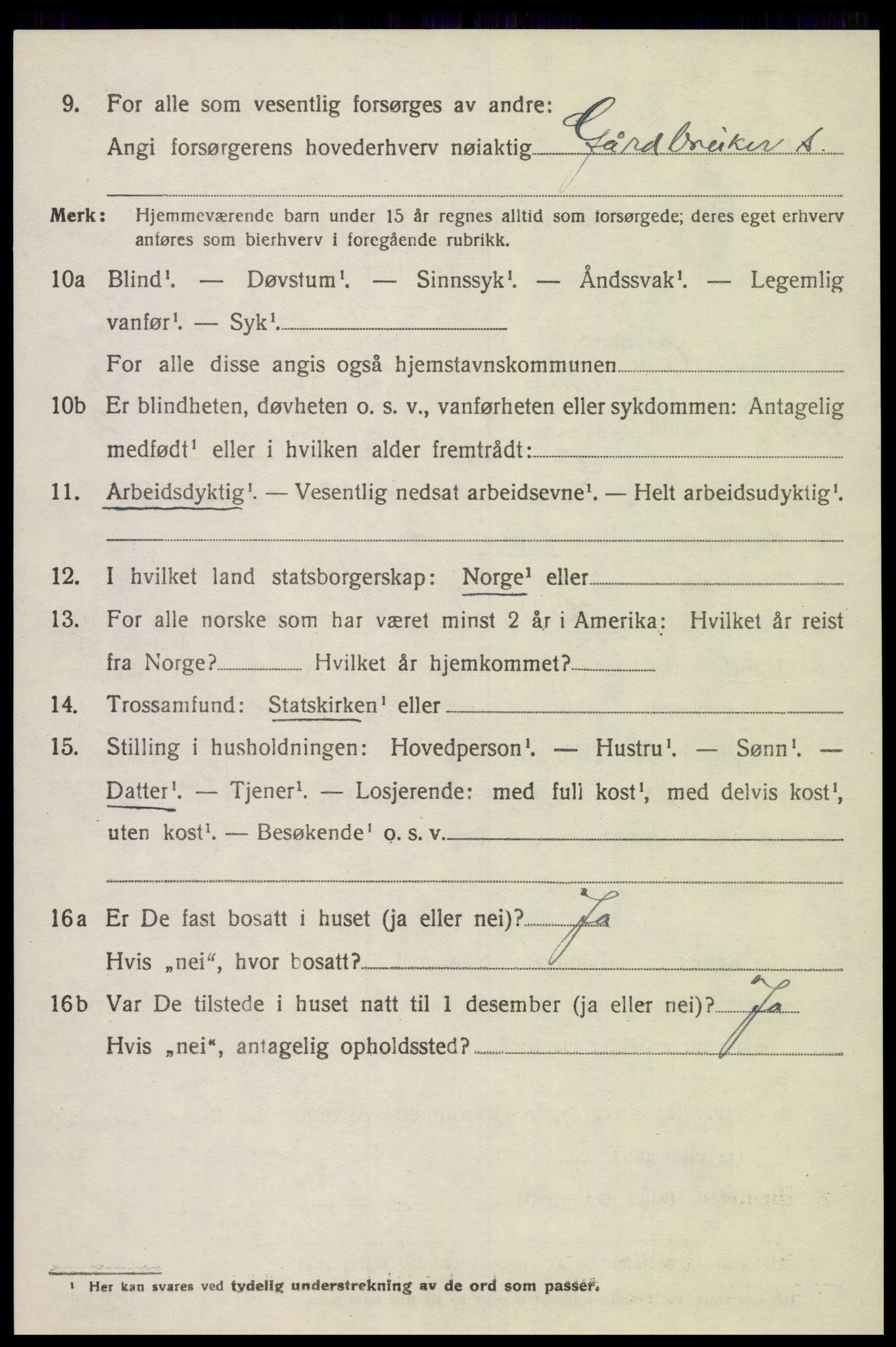 SAK, 1920 census for Grindheim, 1920, p. 1886