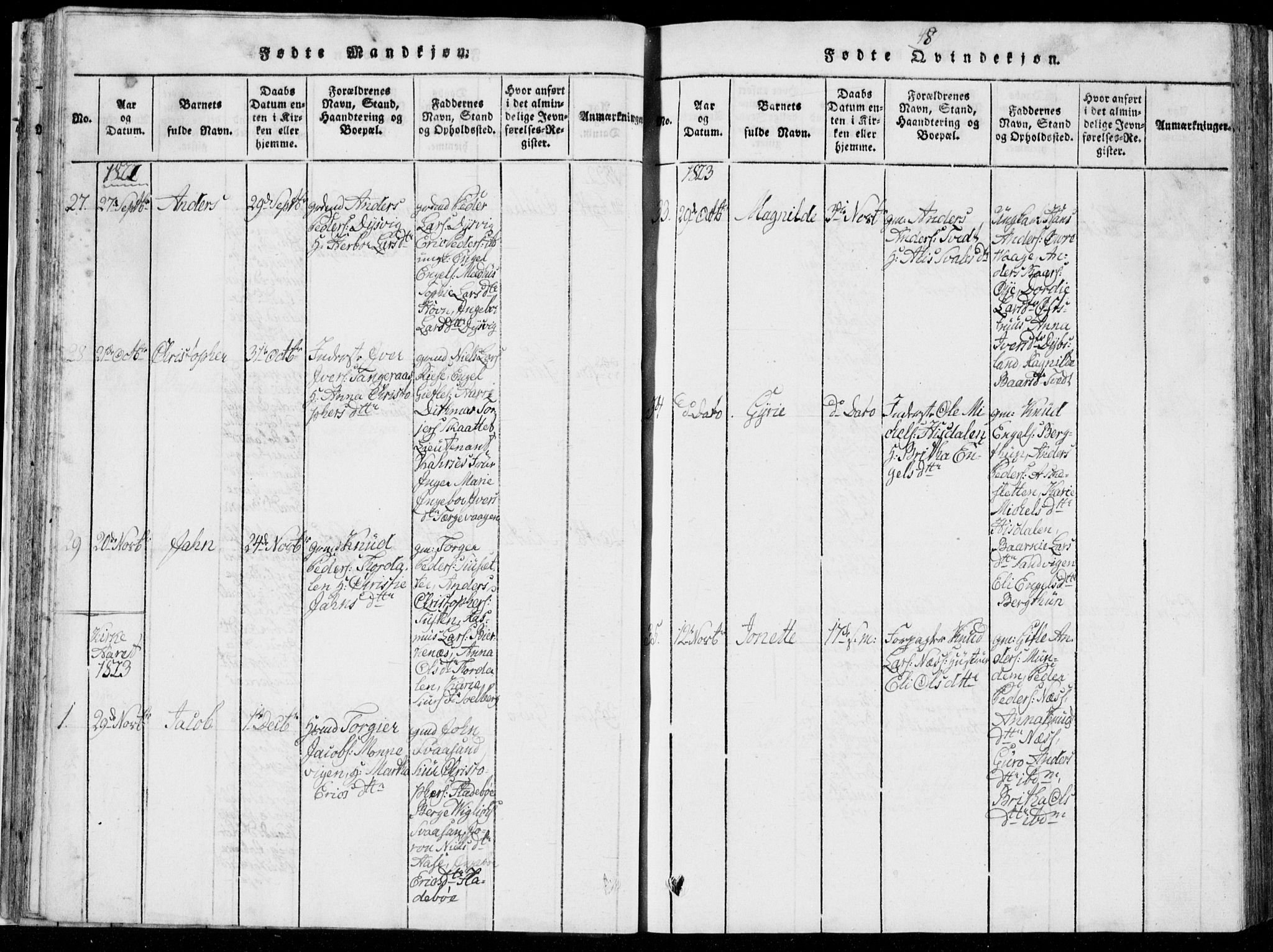 Strandebarm sokneprestembete, AV/SAB-A-78401/H/Hab: Parish register (copy) no. A  1, 1816-1826, p. 48