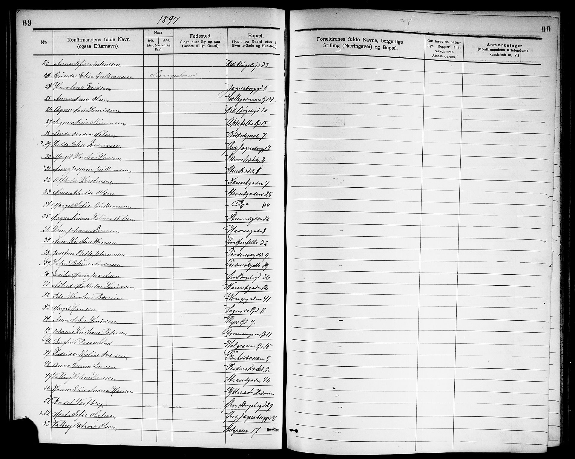 Larvik kirkebøker, SAKO/A-352/G/Ga/L0006: Parish register (copy) no. I 6, 1888-1917, p. 69