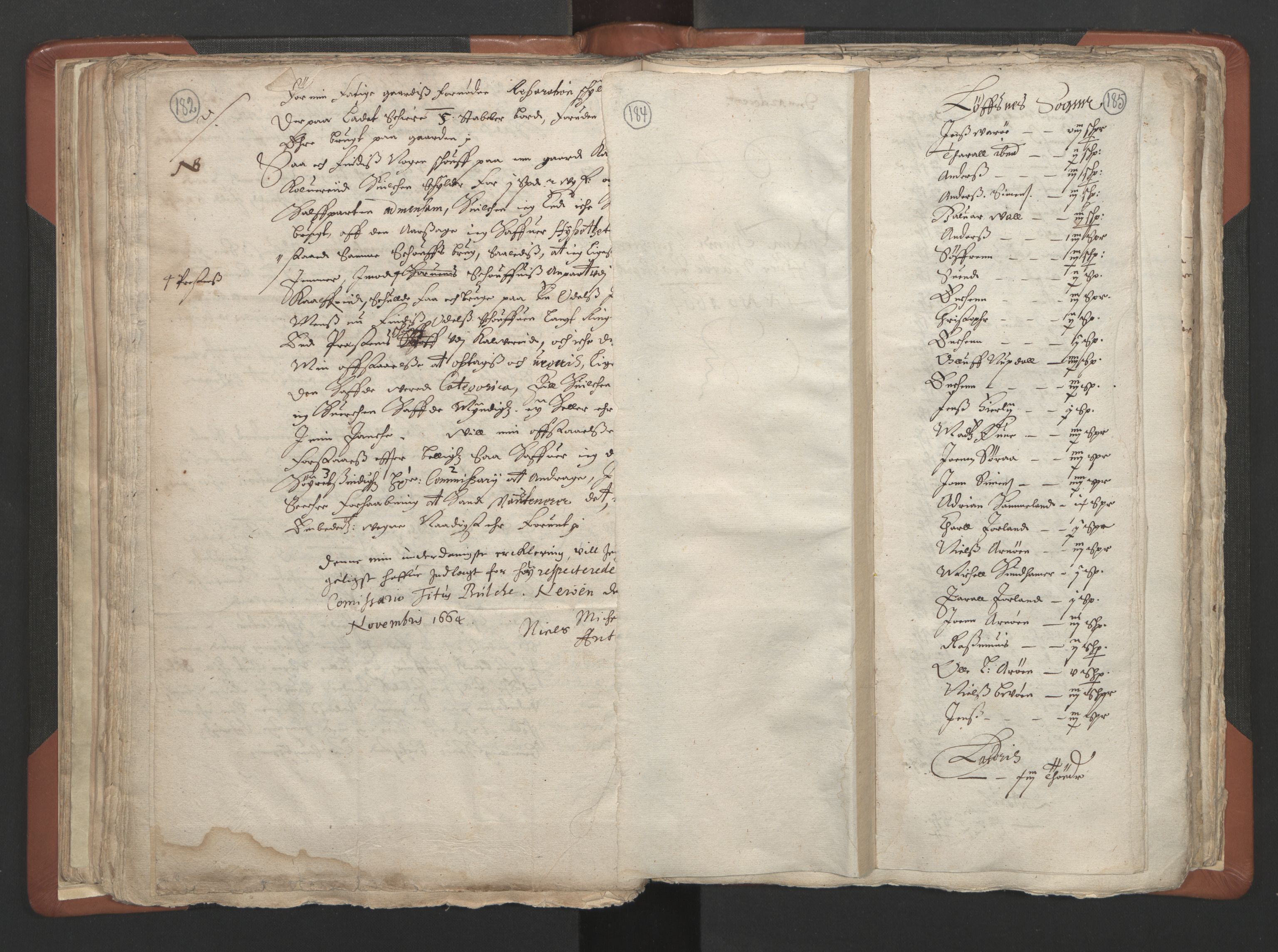 RA, Vicar's Census 1664-1666, no. 34: Namdal deanery, 1664-1666, p. 184-185