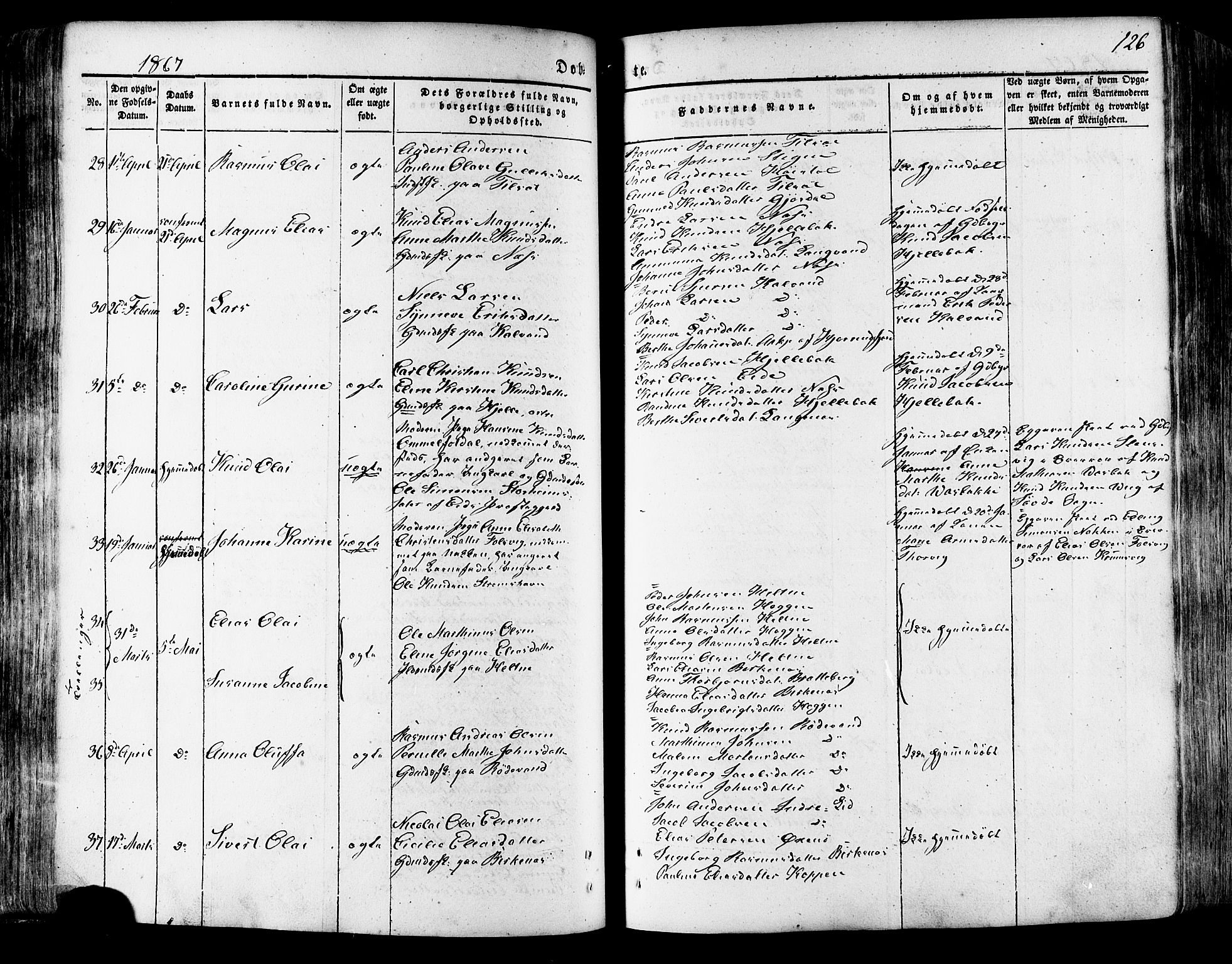 Ministerialprotokoller, klokkerbøker og fødselsregistre - Møre og Romsdal, AV/SAT-A-1454/511/L0140: Parish register (official) no. 511A07, 1851-1878, p. 126