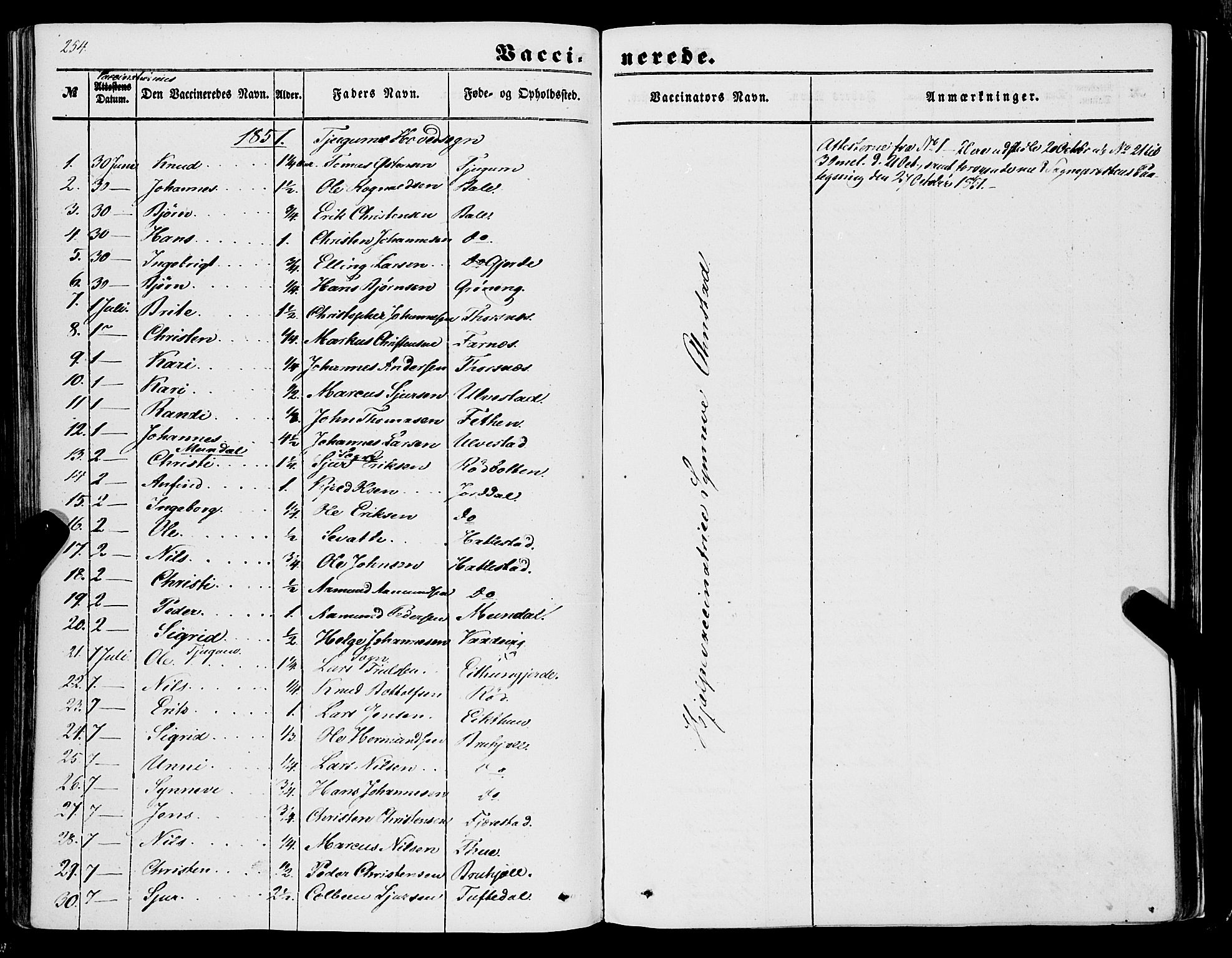 Balestrand sokneprestembete, AV/SAB-A-79601/H/Haa/Haaa/L0002: Parish register (official) no. A 2, 1847-1866, p. 254