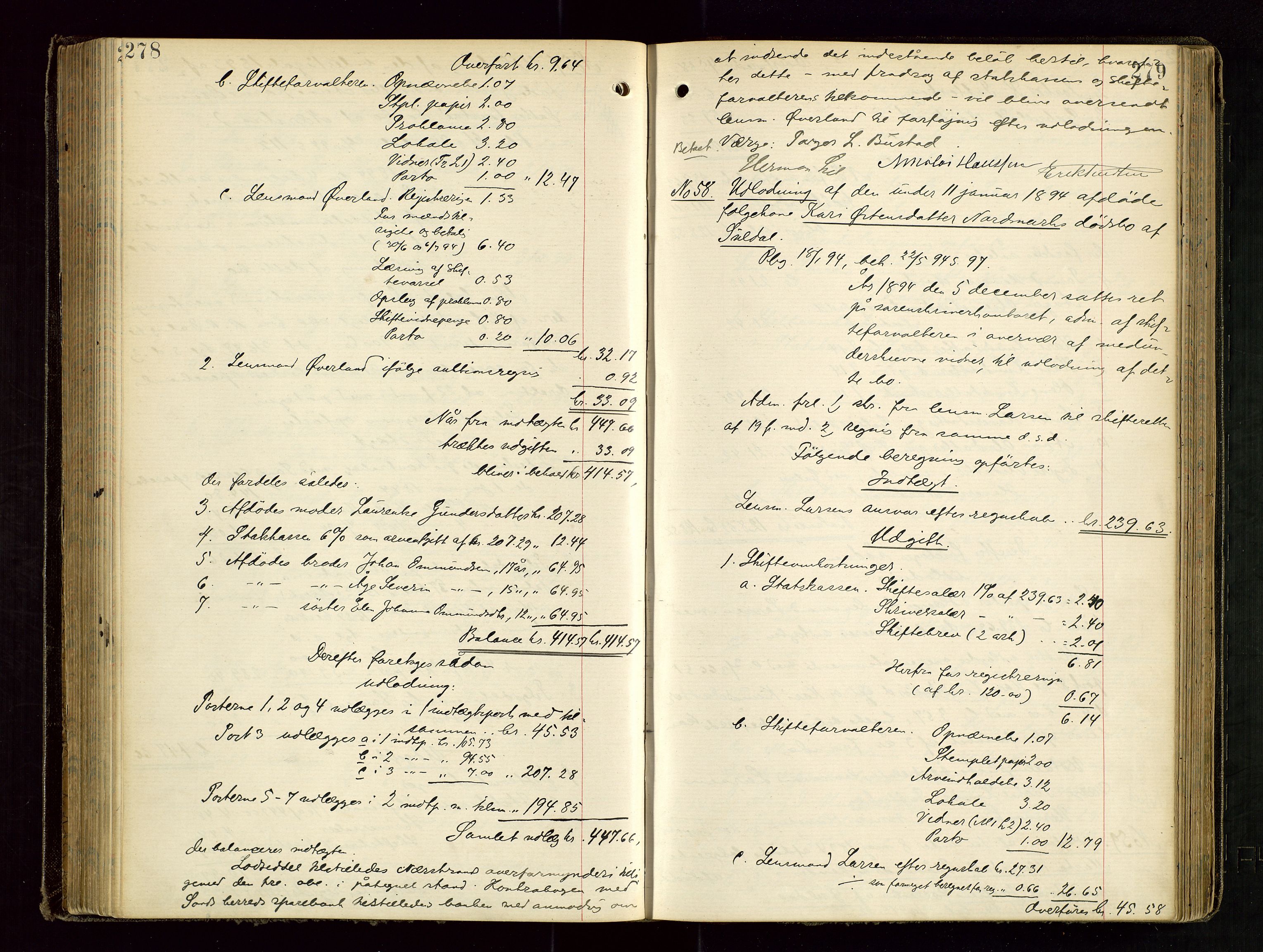 Ryfylke tingrett, AV/SAST-A-100055/001/IV/IVD/L0029: Skifteprotokoll, register i protokollen, 1893-1897, p. 278-279