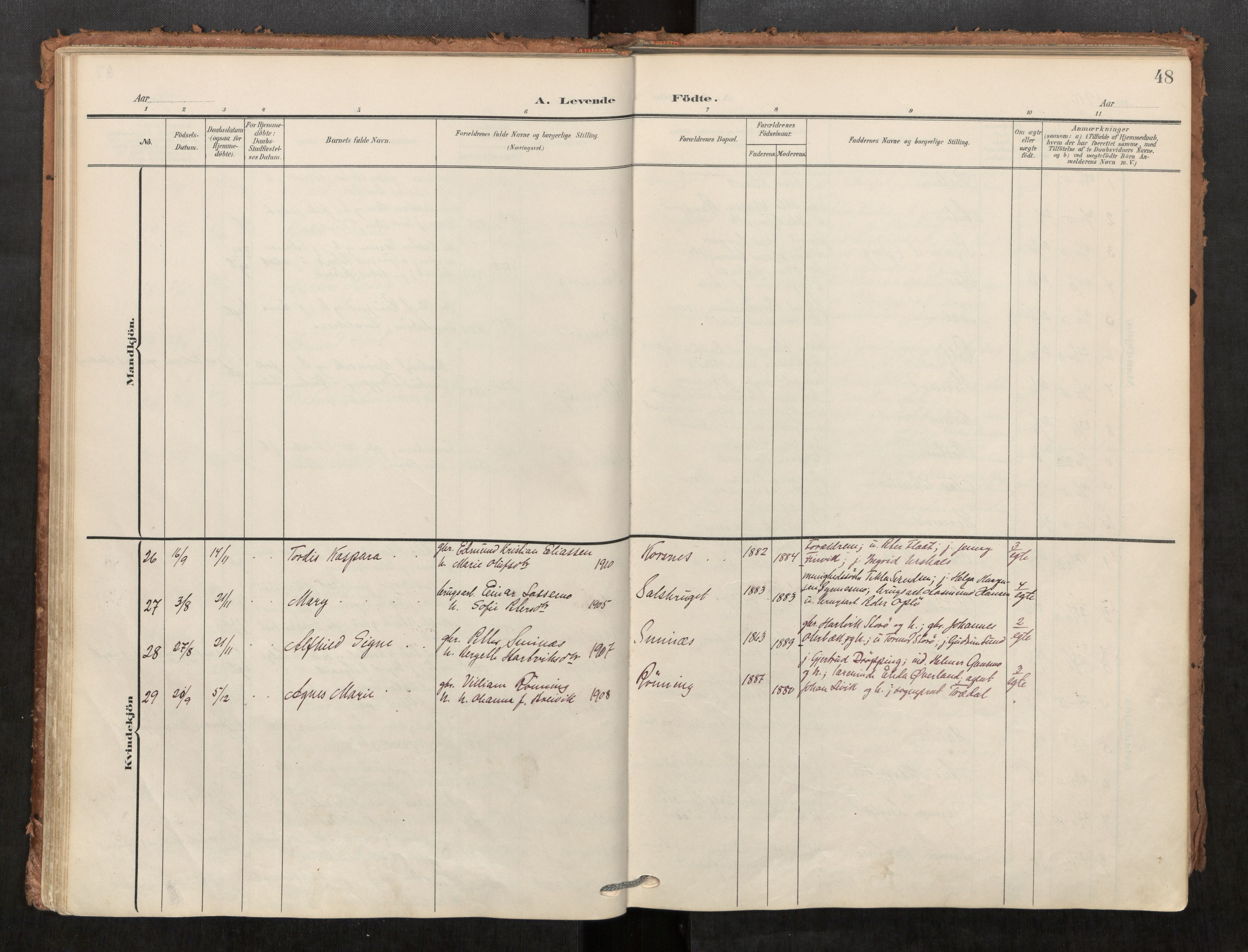 Kolvereid sokneprestkontor, SAT/A-1171/H/Ha/Haa/L0001: Parish register (official) no. 1, 1903-1922, p. 48