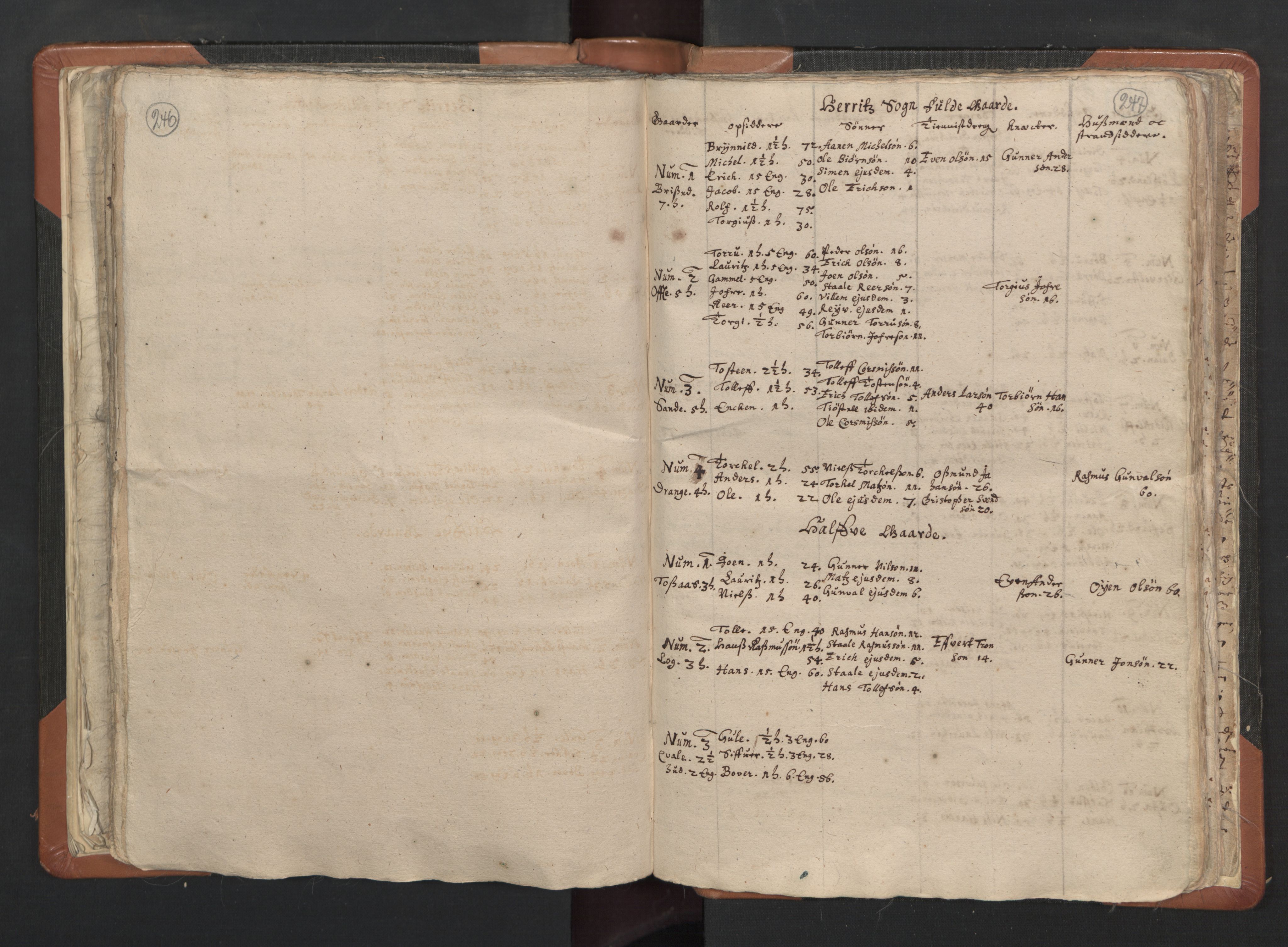 RA, Vicar's Census 1664-1666, no. 16: Lista deanery, 1664-1666, p. 246-247