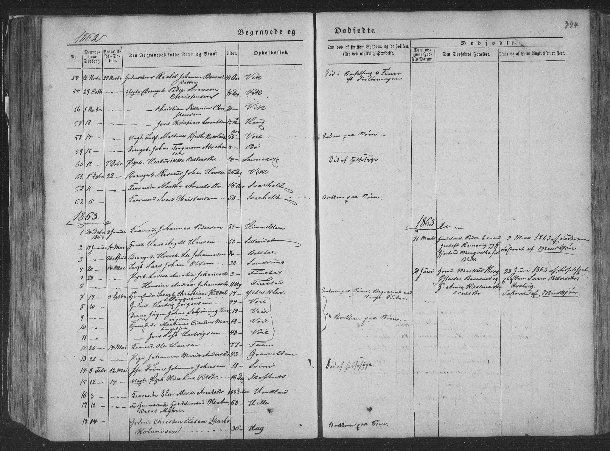 Ministerialprotokoller, klokkerbøker og fødselsregistre - Nordland, AV/SAT-A-1459/881/L1165: Parish register (copy) no. 881C02, 1854-1876, p. 344