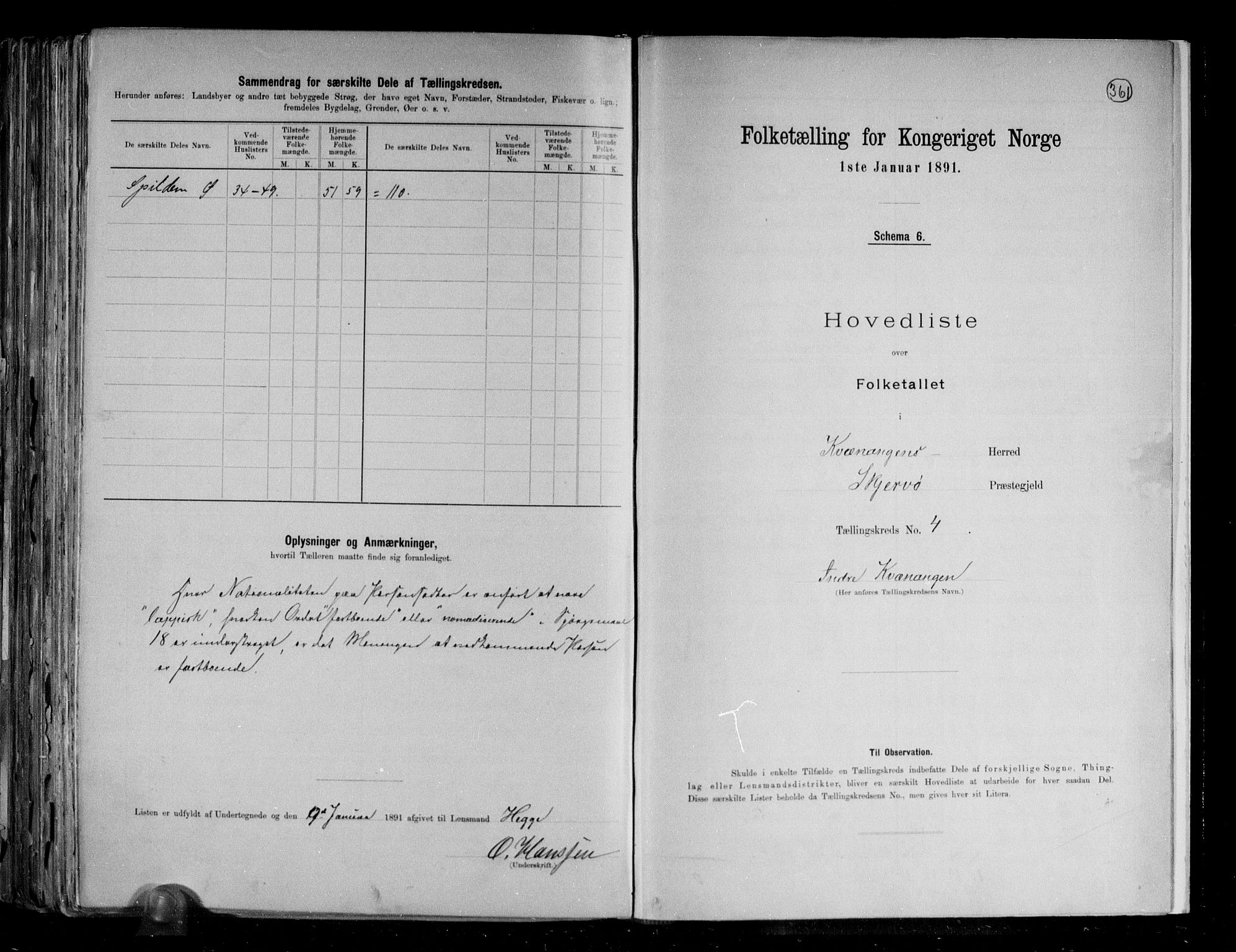 RA, 1891 census for 1943 Kvænangen, 1891, p. 10