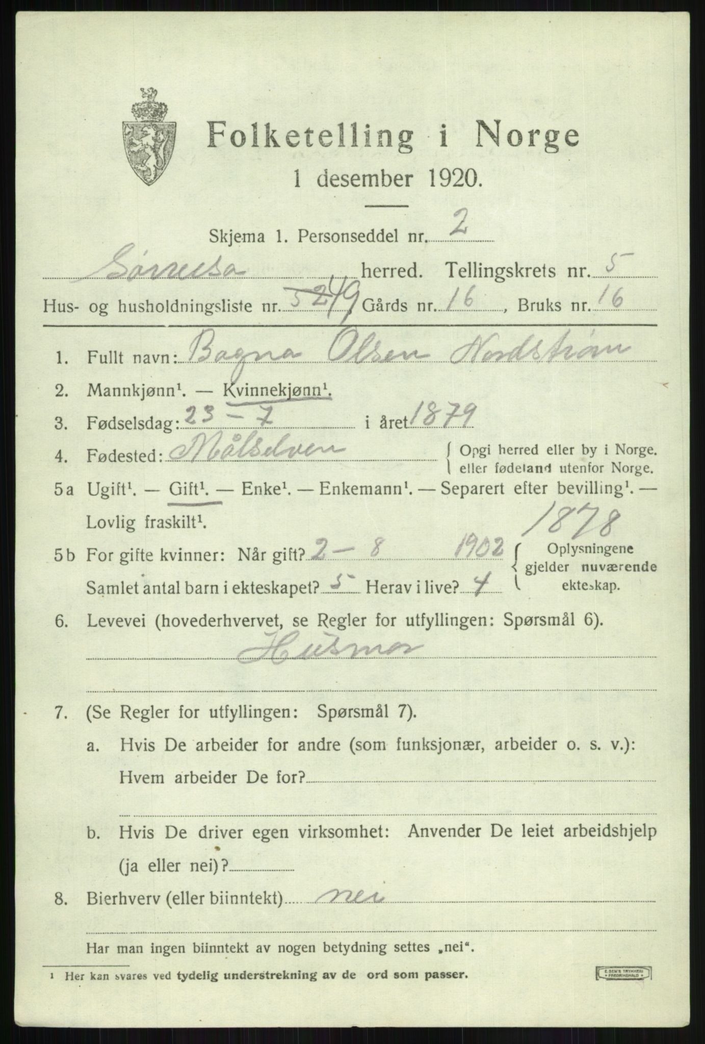 SATØ, 1920 census for Sørreisa, 1920, p. 2958