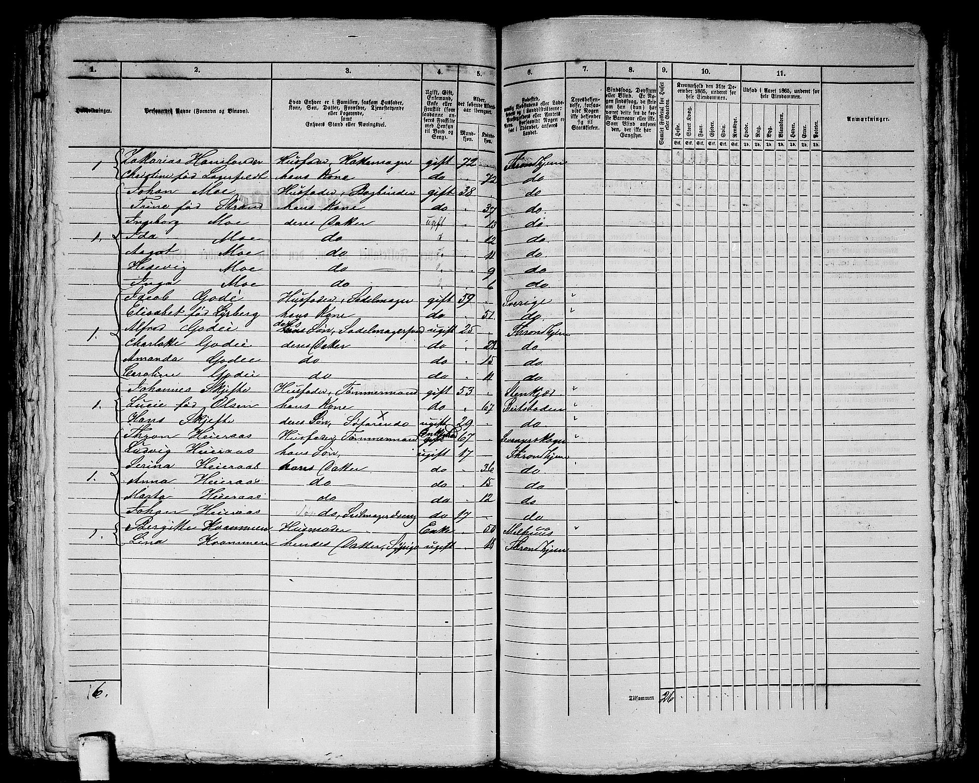 RA, 1865 census for Trondheim, 1865, p. 384