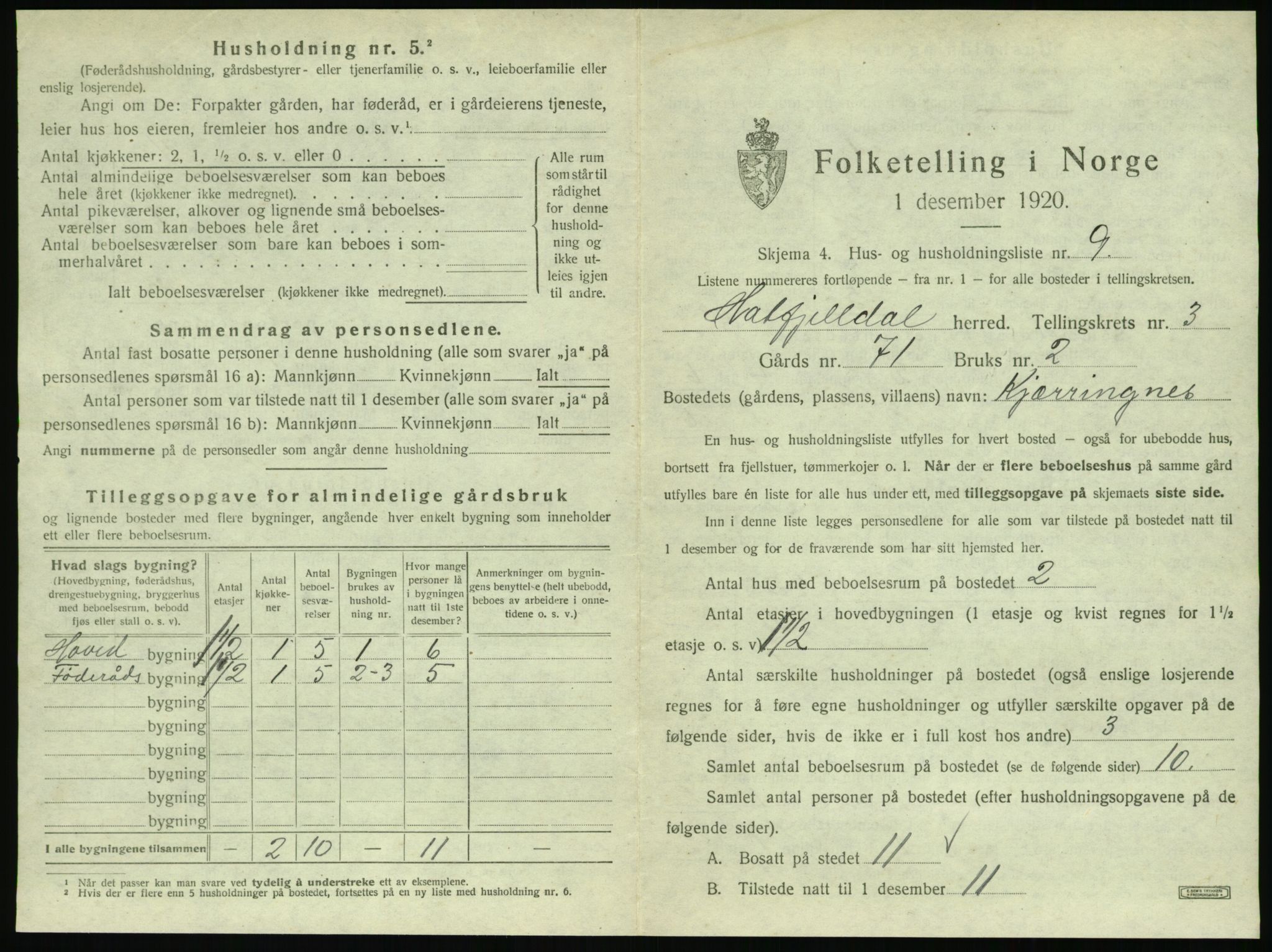 SAT, 1920 census for Hattfjelldal, 1920, p. 122