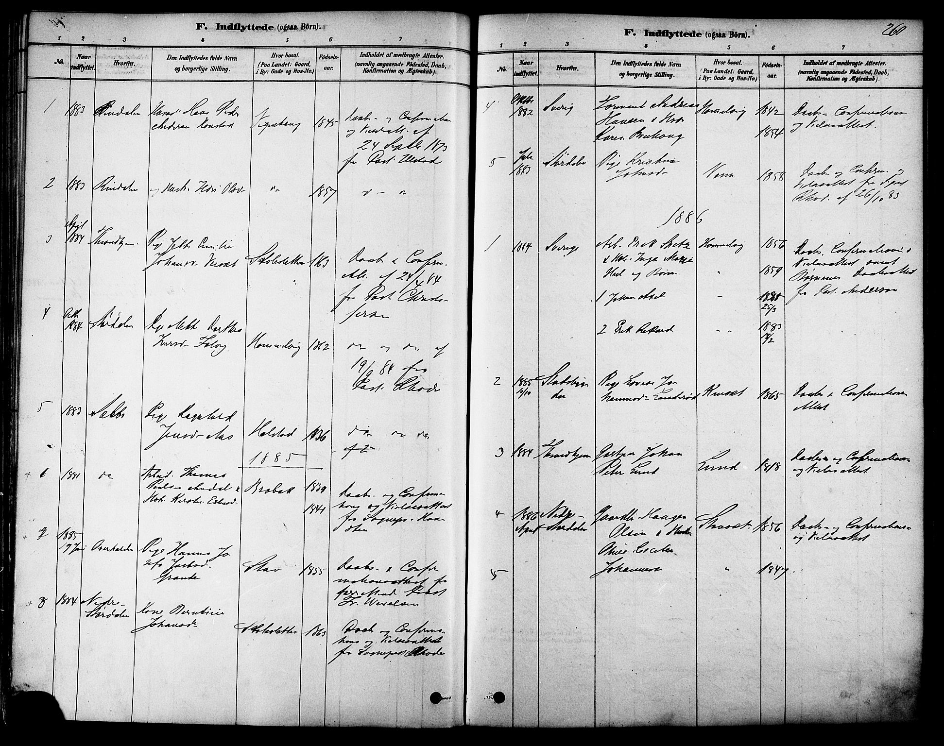 Ministerialprotokoller, klokkerbøker og fødselsregistre - Sør-Trøndelag, SAT/A-1456/616/L0410: Parish register (official) no. 616A07, 1878-1893, p. 260