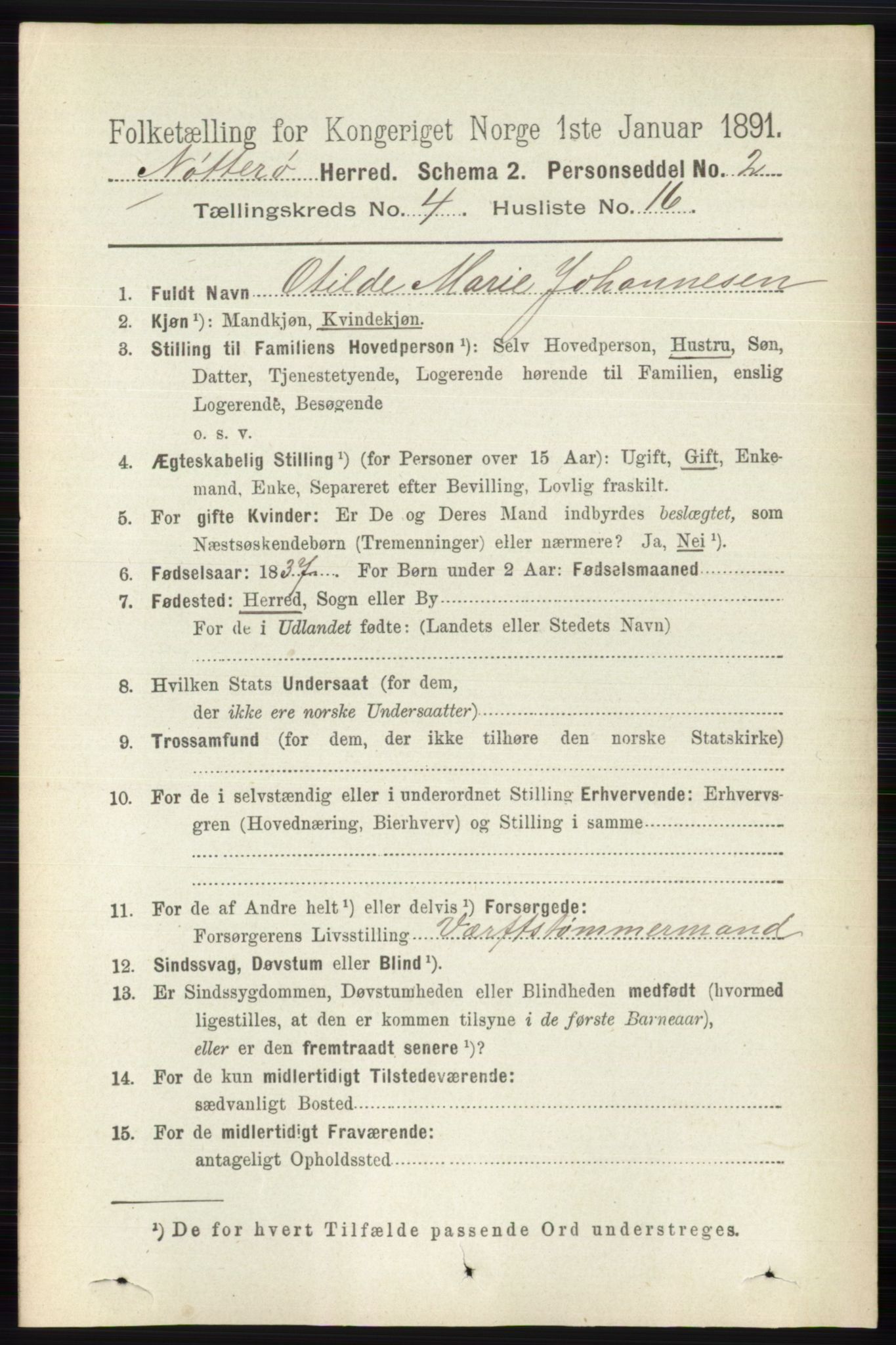 RA, 1891 census for 0722 Nøtterøy, 1891, p. 2118