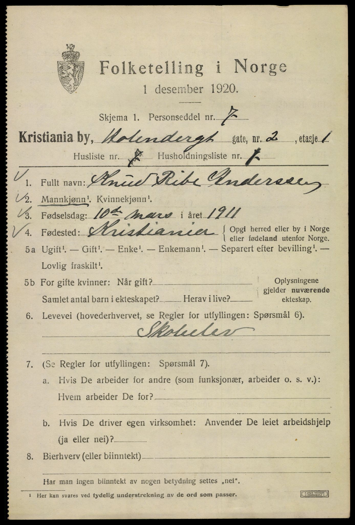 SAO, 1920 census for Kristiania, 1920, p. 296031