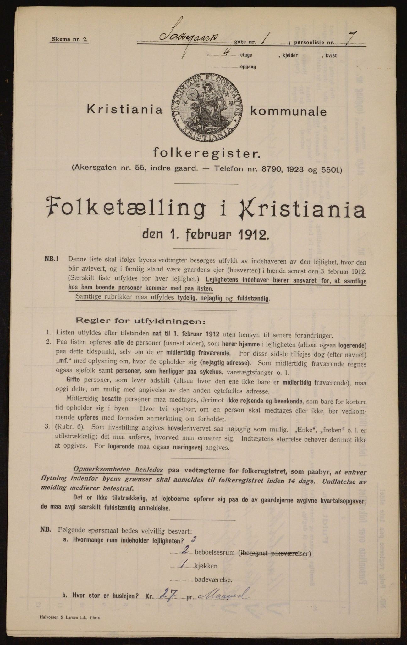 OBA, Municipal Census 1912 for Kristiania, 1912, p. 89536