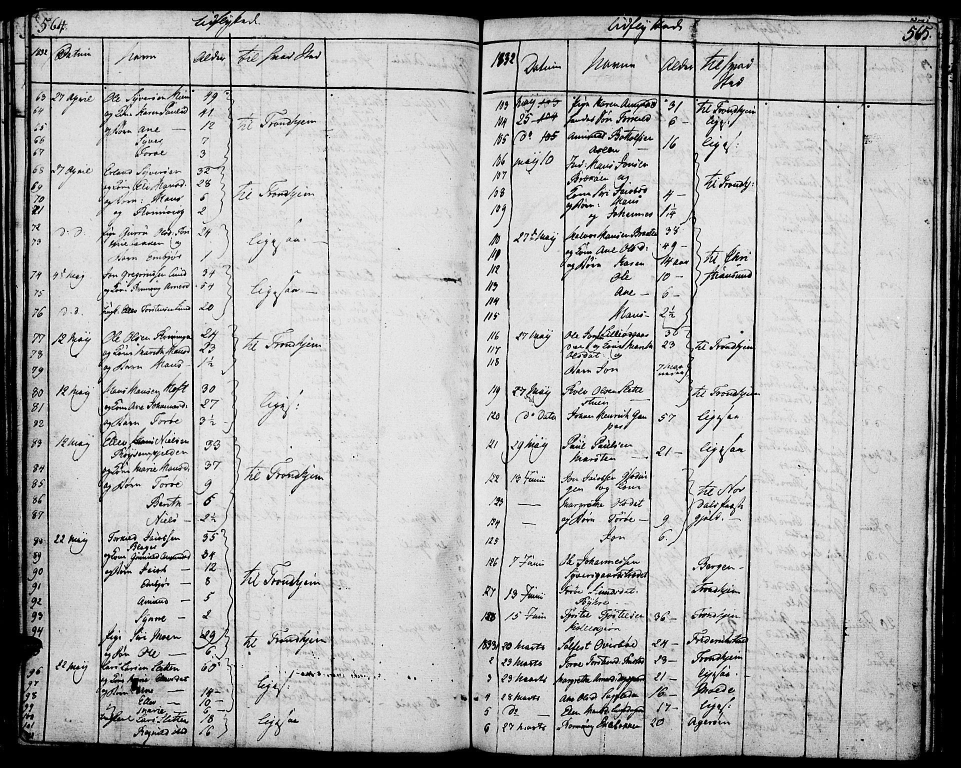 Lom prestekontor, SAH/PREST-070/K/L0005: Parish register (official) no. 5, 1825-1837, p. 564-565