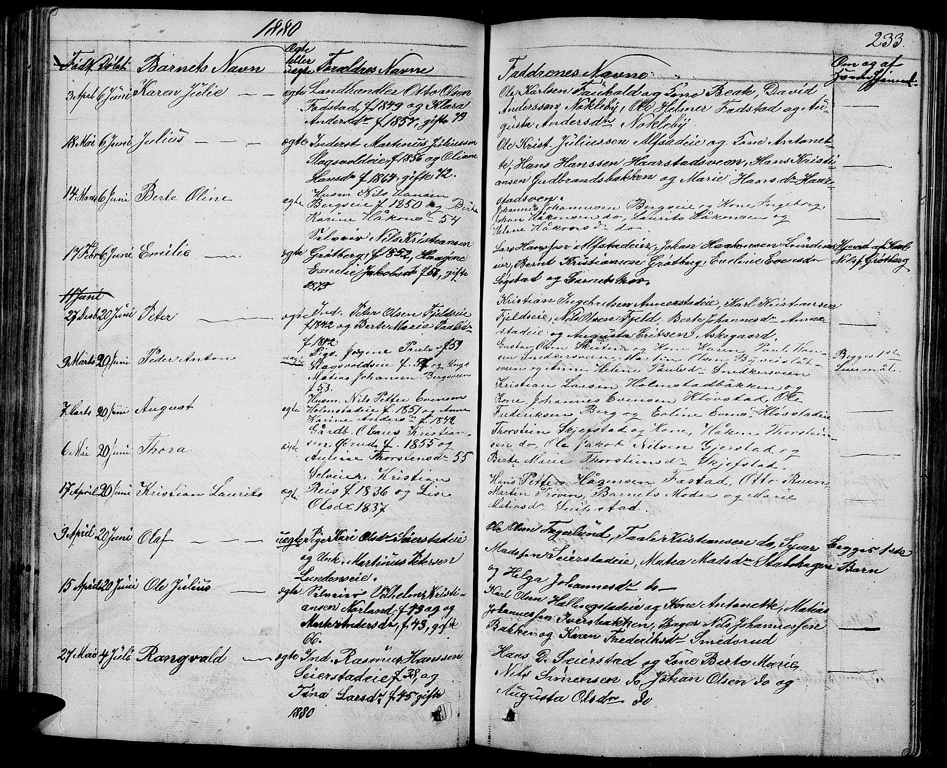 Østre Toten prestekontor, SAH/PREST-104/H/Ha/Hab/L0004: Parish register (copy) no. 4, 1858-1886, p. 233