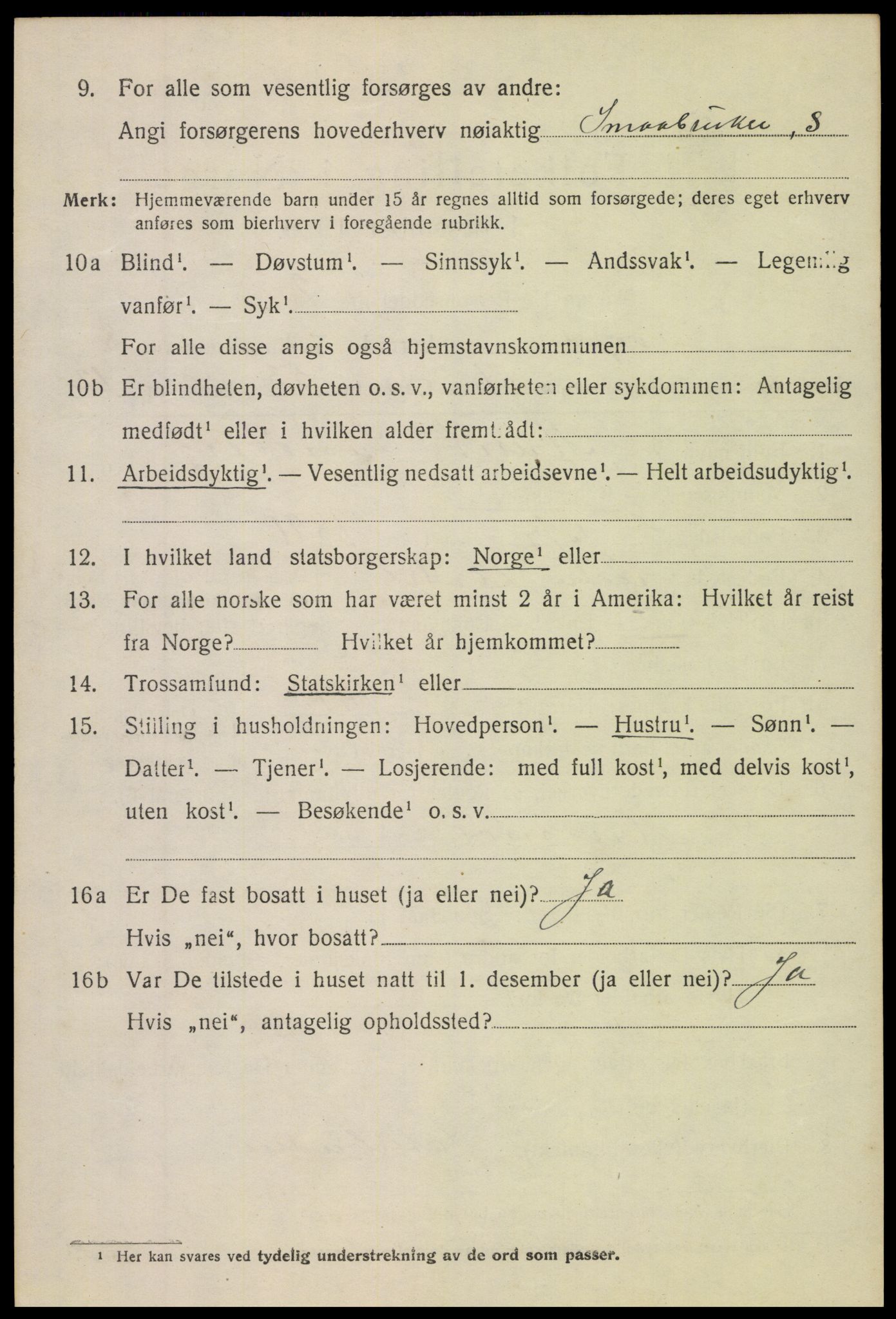 SAH, 1920 census for Torpa, 1920, p. 4964