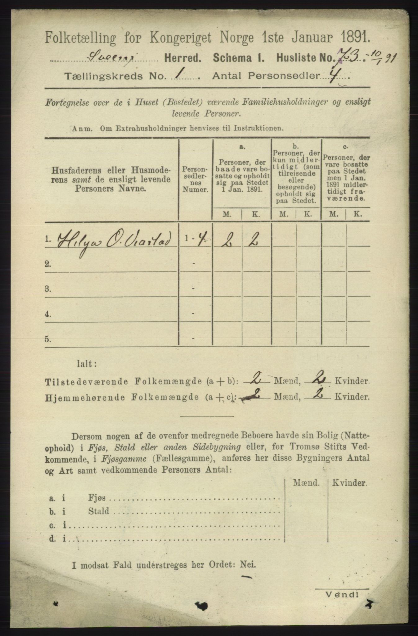 RA, 1891 census for 1216 Sveio, 1891, p. 104