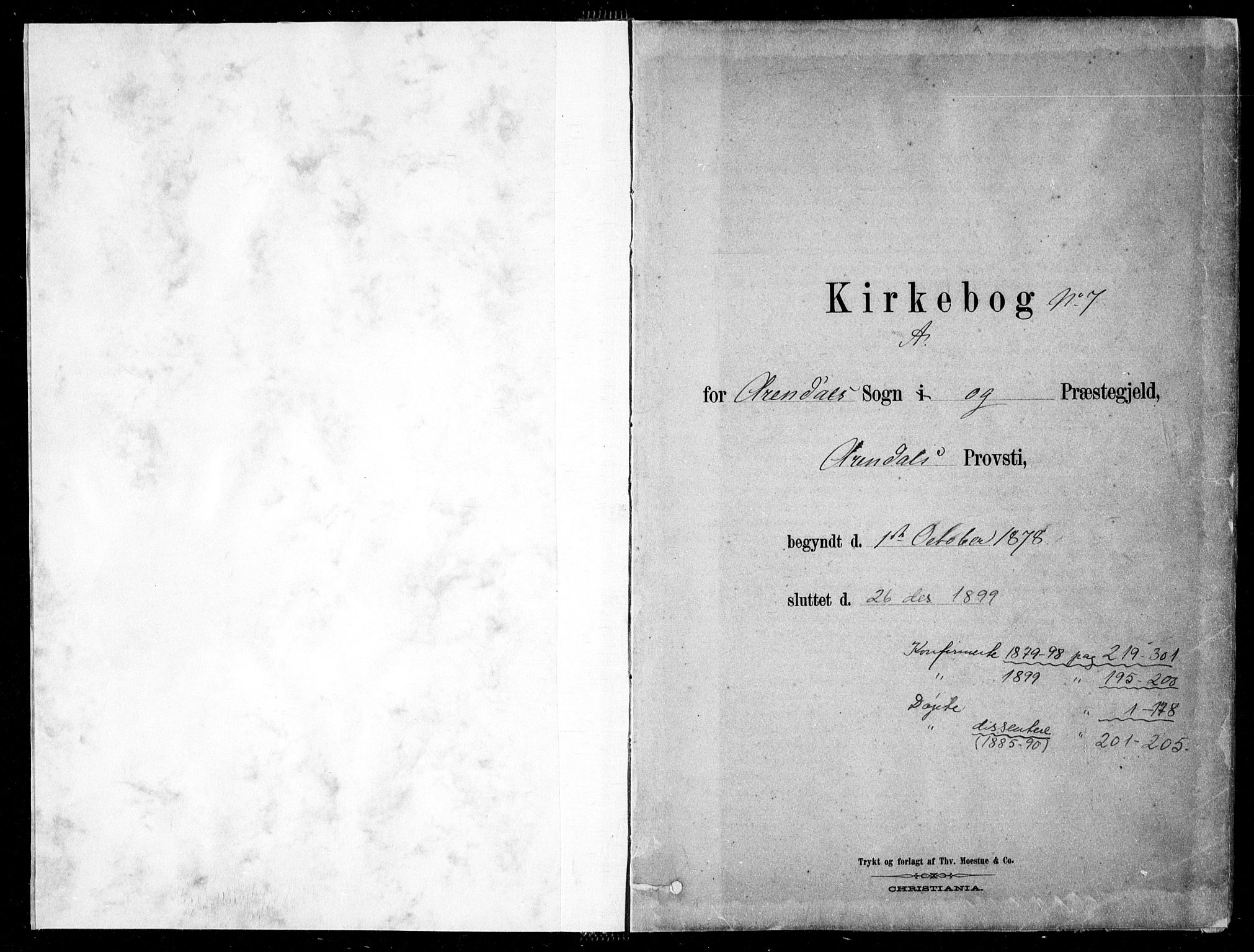 Arendal sokneprestkontor, Trefoldighet, SAK/1111-0040/F/Fa/L0008: Parish register (official) no. A 8, 1878-1899