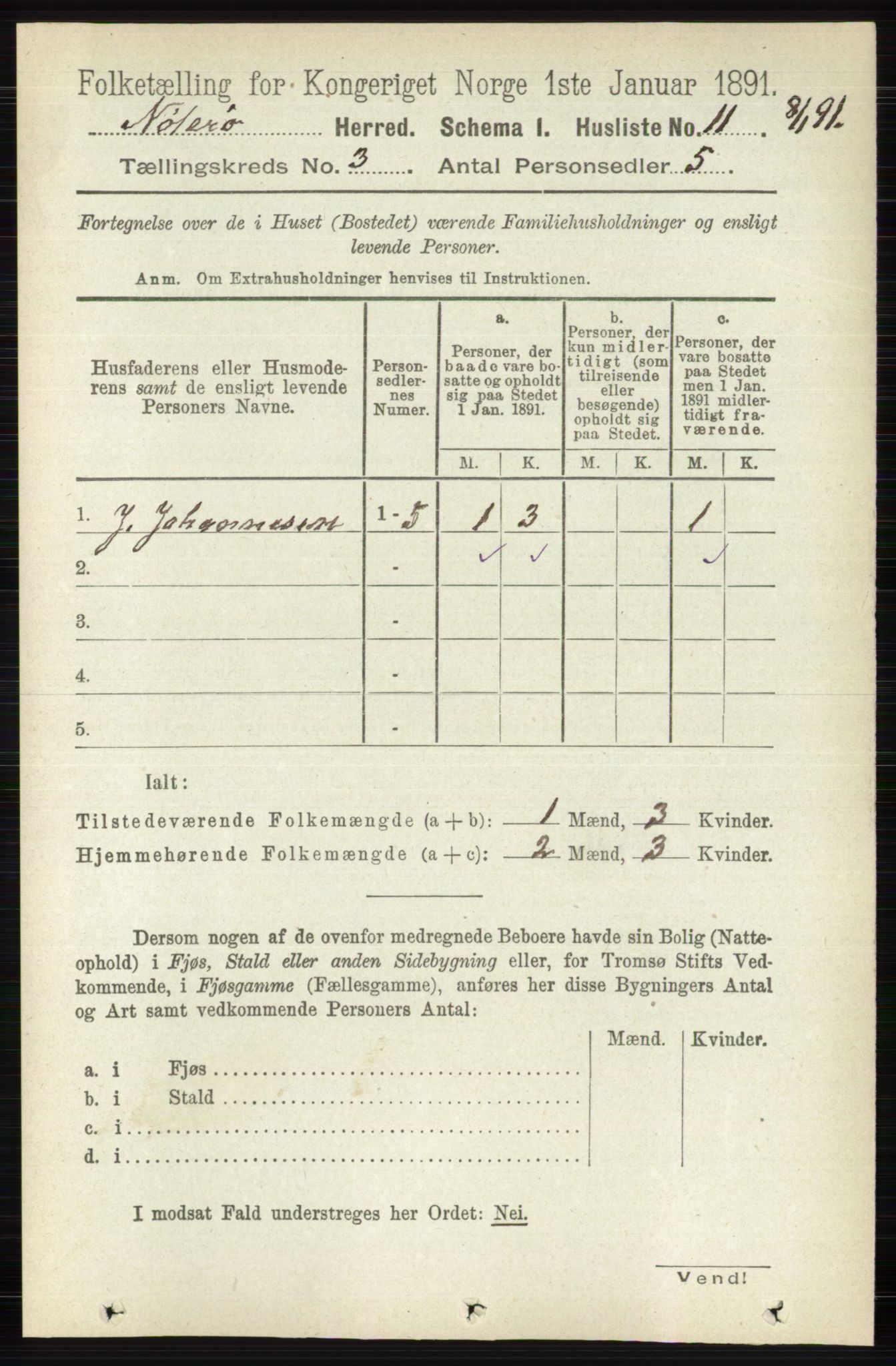 RA, 1891 census for 0722 Nøtterøy, 1891, p. 1490